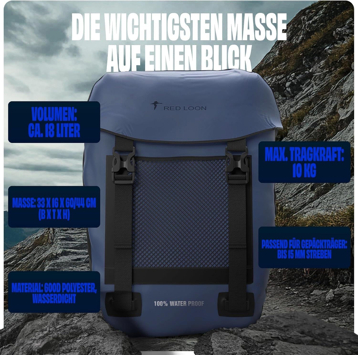 Fahrradtasche Pro Plus Packtasche Gepäckträgertasche Red Loon LKW-Plane wasserdicht