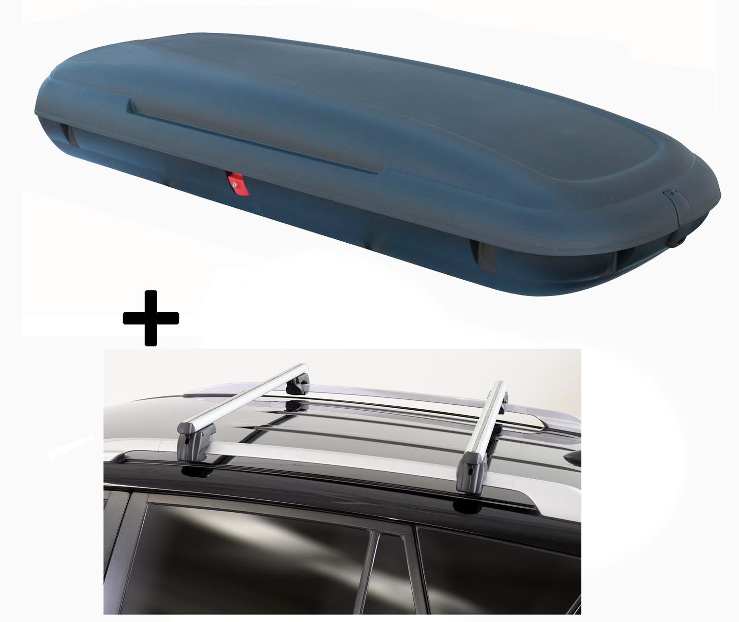 Dachbox VDPCA480 480 Liter carbonlook + Dachträger Sherman kompatibel mit für VW Tiguan II (AD1) Allspace 5 Türer ab 16