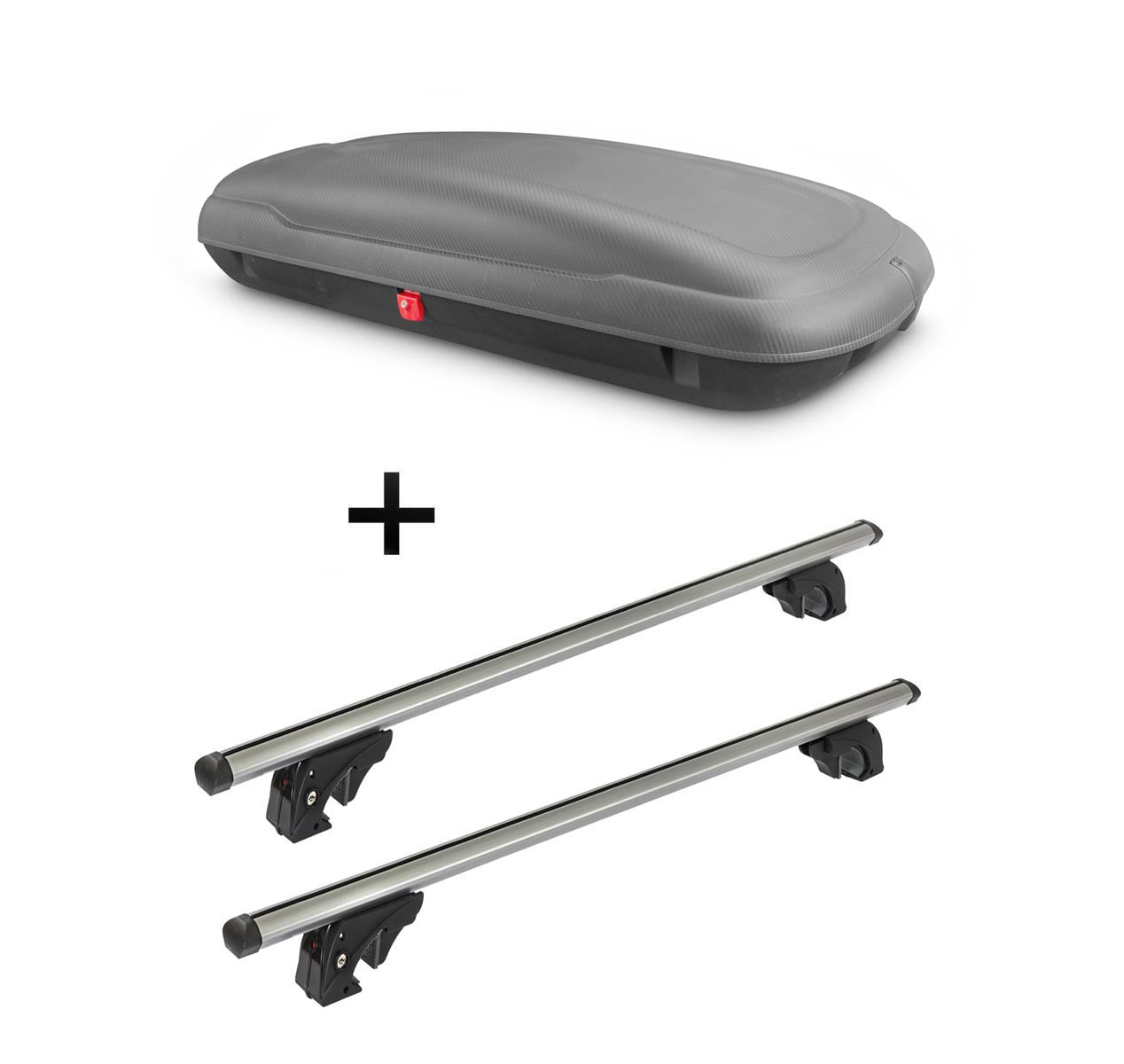 Dachbox VDP-BA400 + Dachträger/Relingträger VDPLION1 kompatibel mit für Kia Stonic (5 Türer) ab 17