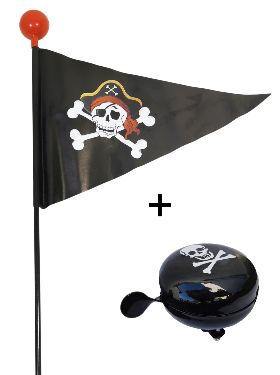 Pirat Fahrradwimpel + Fahrradklingel Fahrradglocke Fahrrad Fahne Flagge Wimpel
