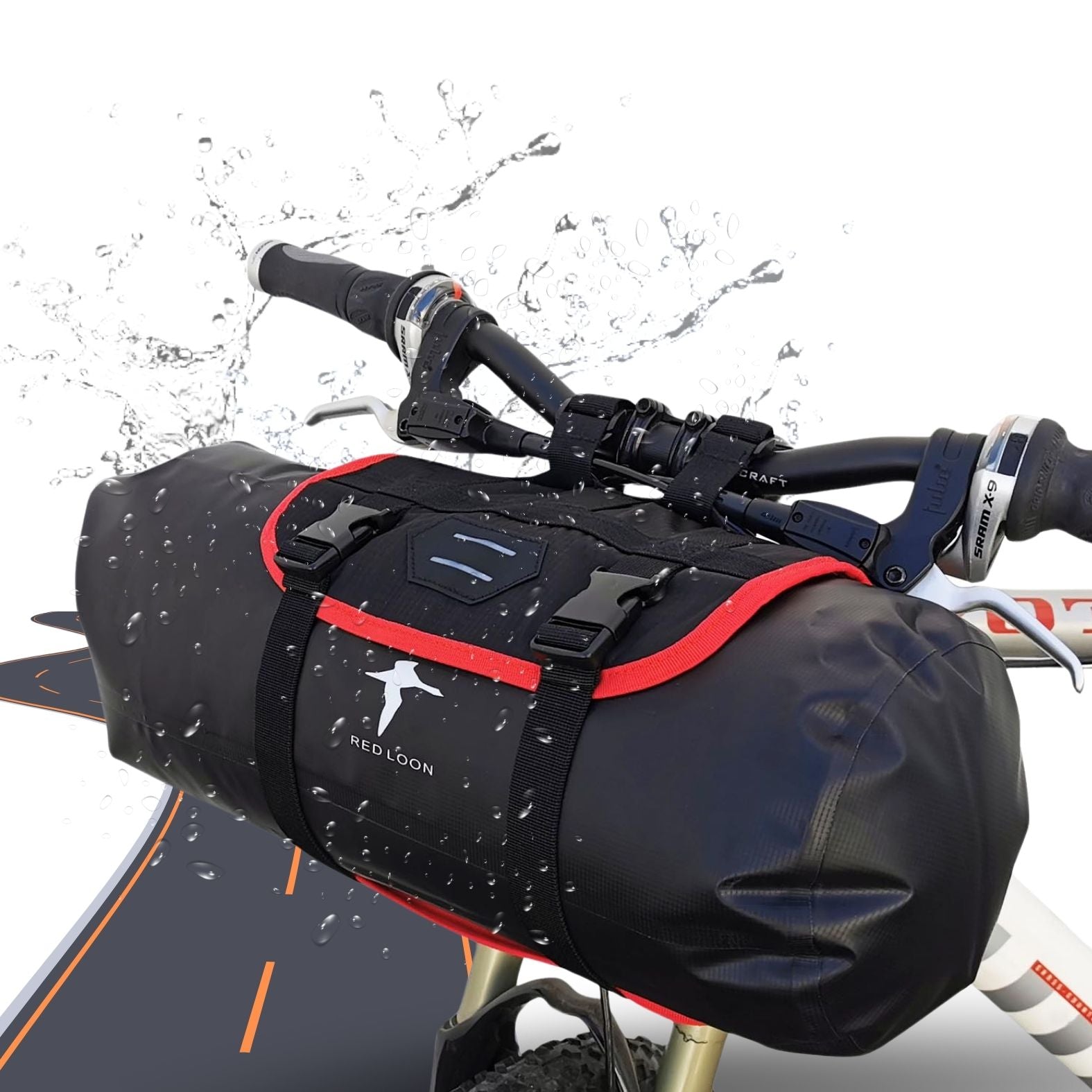 Red Loon Lenkertasche Fahrrad Packtasche - 10 Liter Fahrradtasche Lenker - Rollpack Tasche wasserdicht Dry Bag Pannier - Lenkerrolle Fahrradlenker Packtasche abnehmbar