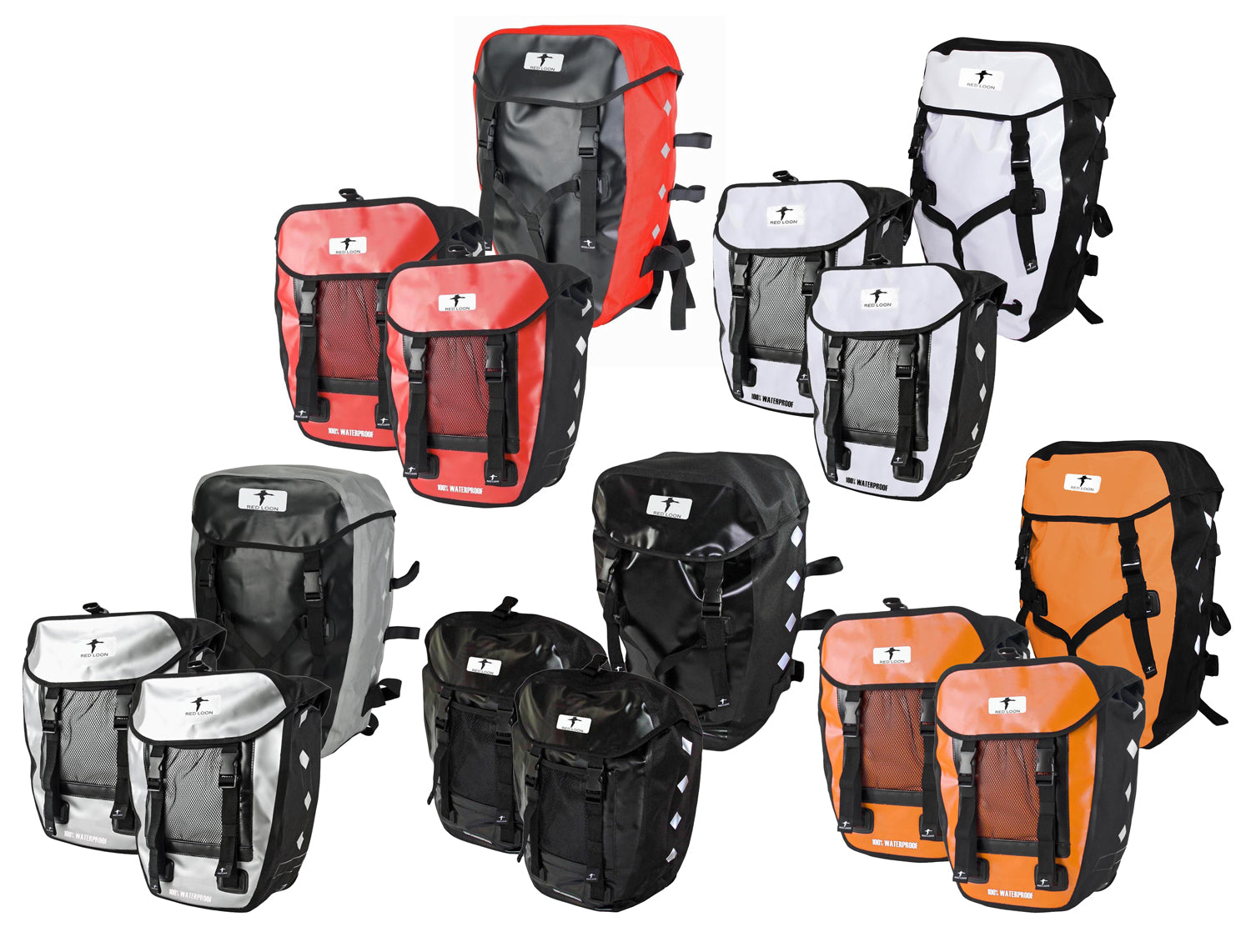 Red Loon Pro 3er Set Packtasche LKW-Plane 2 Hecktaschen 1 Rucksack Gepäckträger