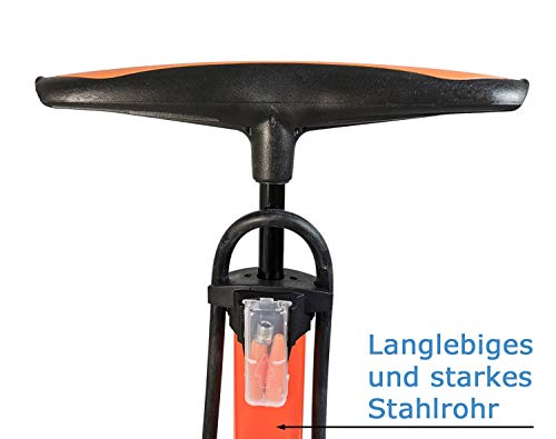 Metall Standpumpe Luftpumpe Hochdruck Fahrradpumpe 11 bar Manometer alle Ventile