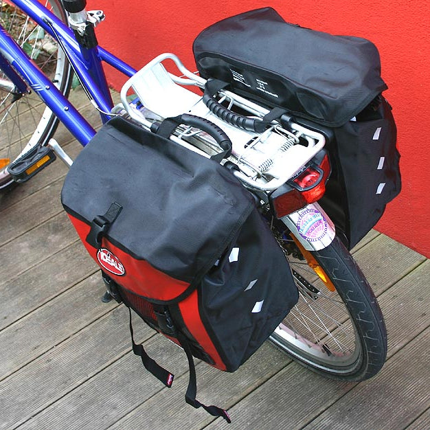 IDEALE HITEC Gepäcktasche Doppeltasche schwarz/rot NEU