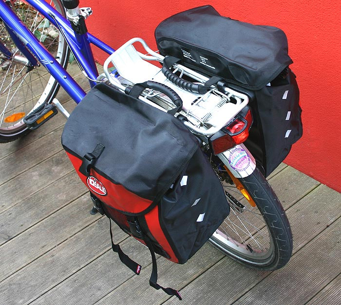 IDEALE HITEC Gepäcktasche Doppeltasche schwarz/rot NEU