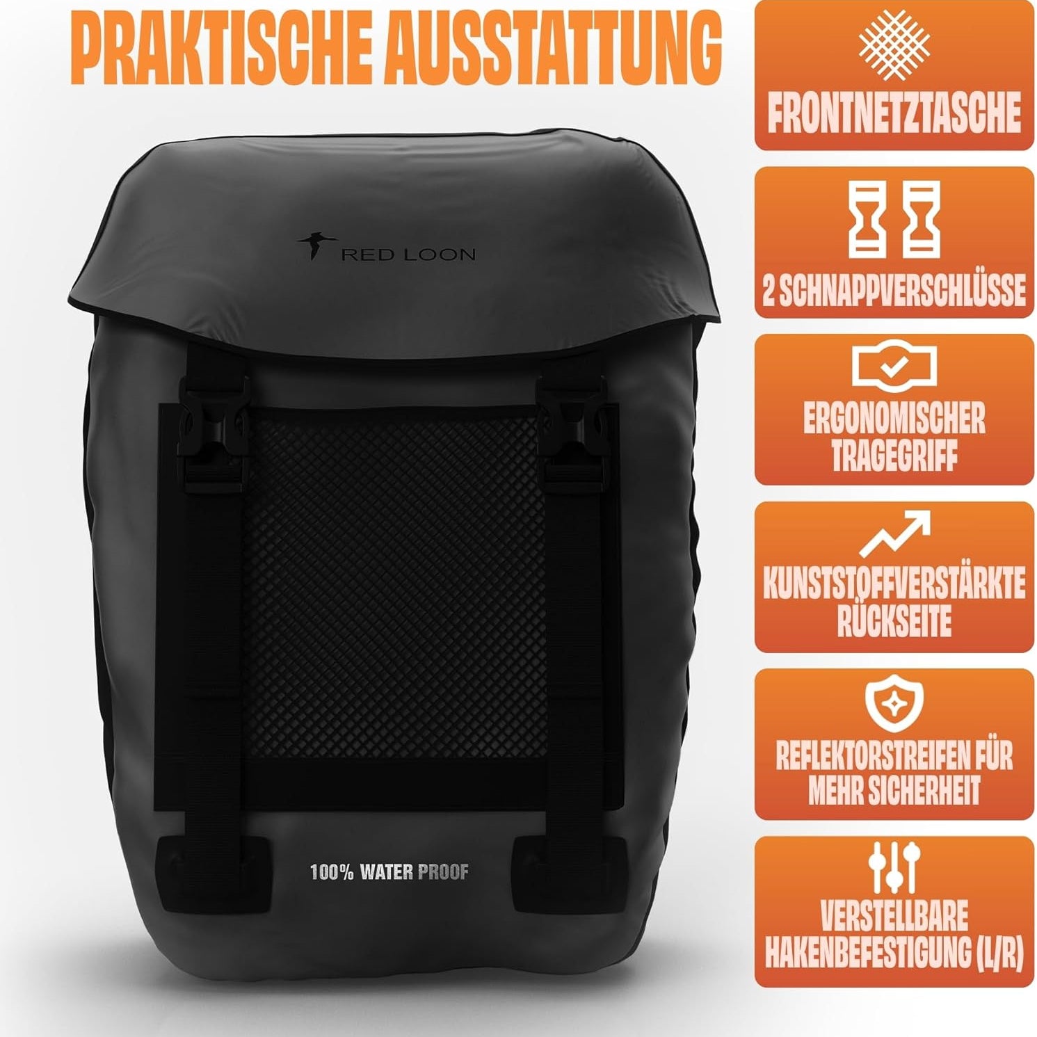 Fahrradtasche Pro Plus Packtasche Gepäckträgertasche Red Loon LKW-Plane wasserdicht