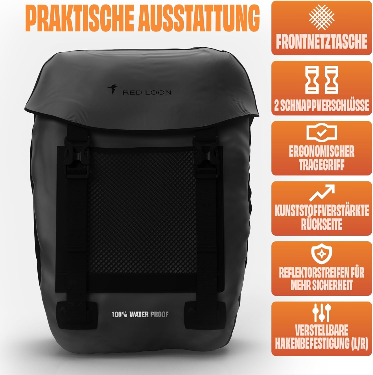 Fahrradtasche Pro Plus Packtasche Gepäckträgertasche Red Loon LKW-Plane wasserdicht