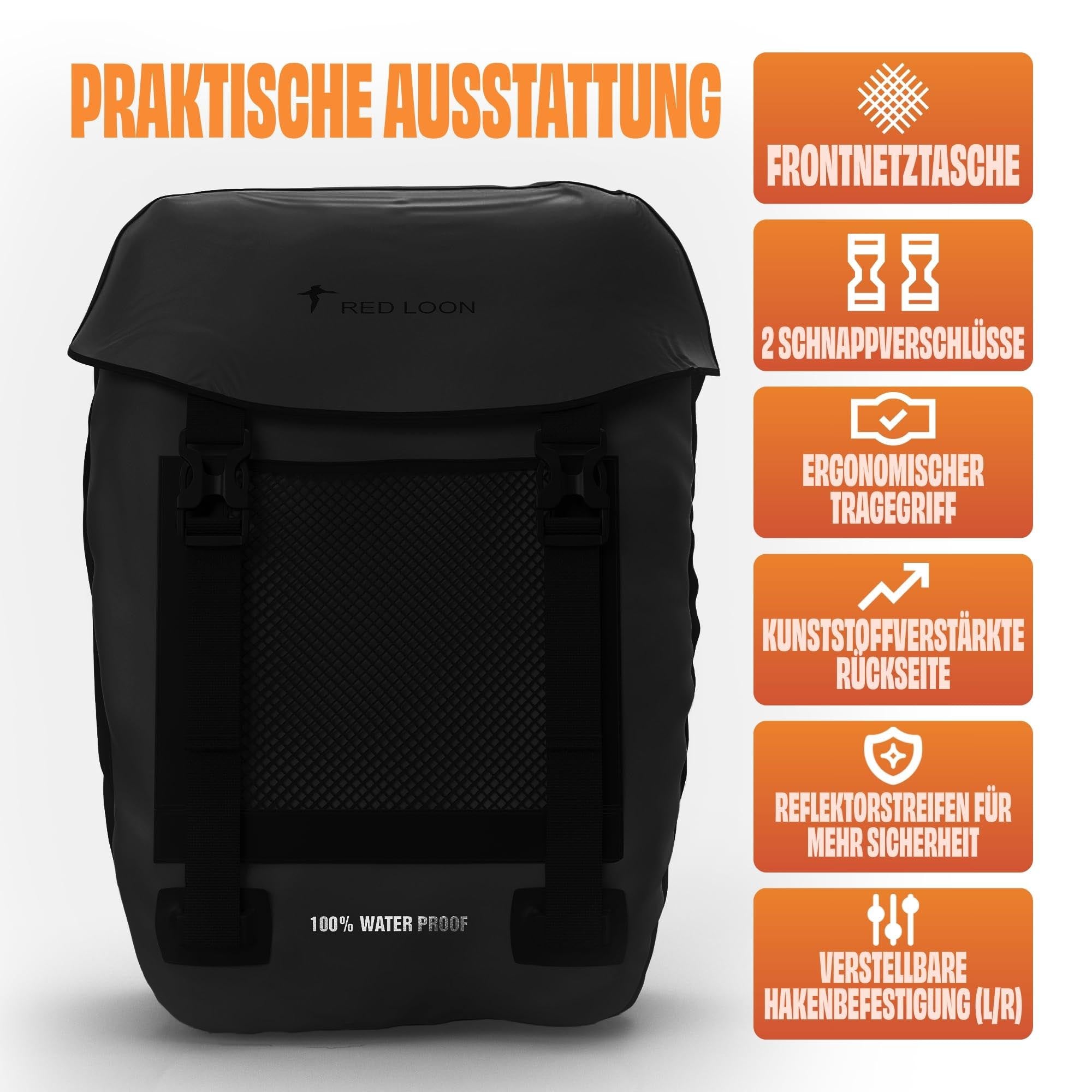 Fahrradtasche Pro Plus Packtasche Gepäckträgertasche Red Loon LKW-Plane wasserdicht