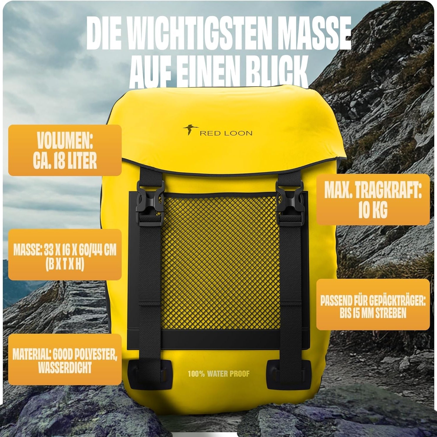 Fahrradtasche Pro Plus Packtasche Gepäckträgertasche Red Loon LKW-Plane wasserdicht