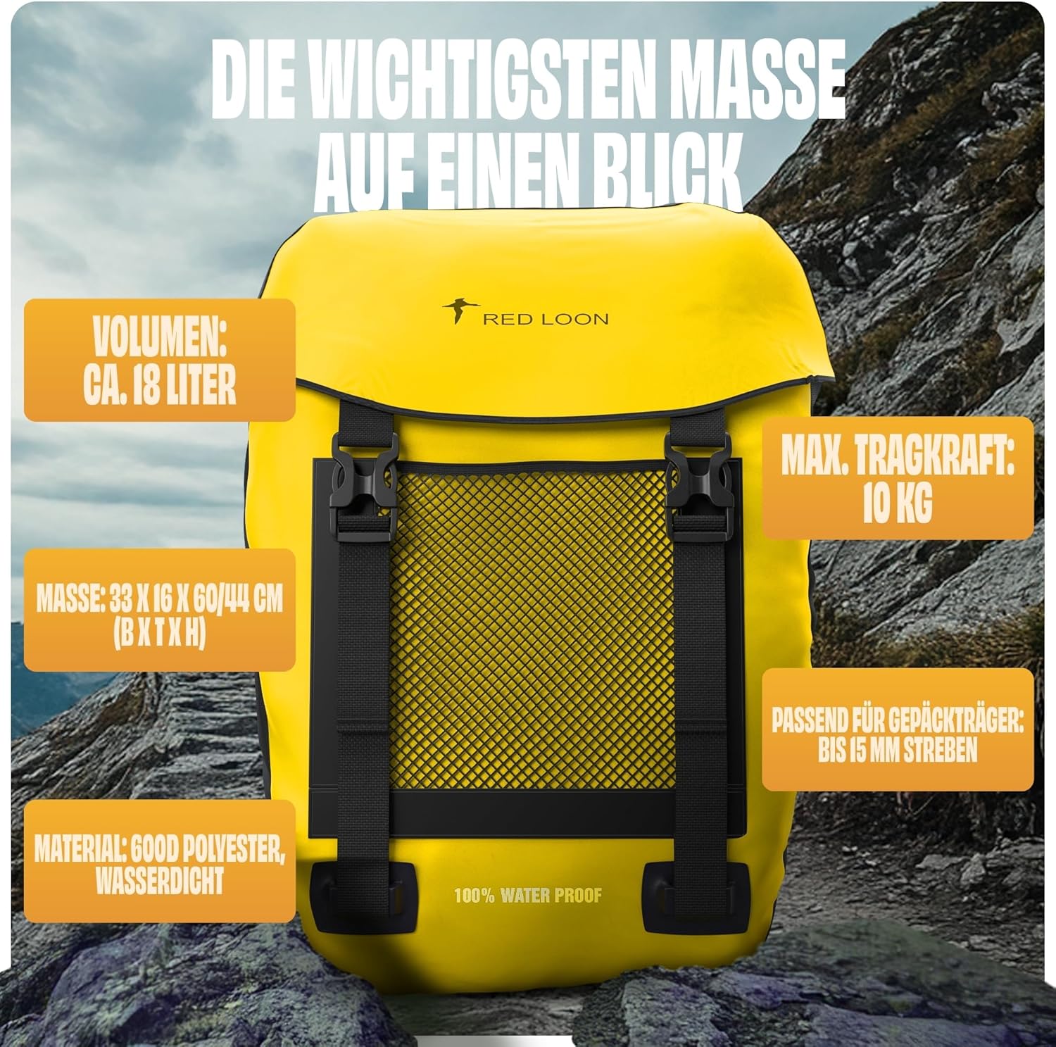 Fahrradtasche Pro Plus Packtasche Gepäckträgertasche Red Loon LKW-Plane wasserdicht