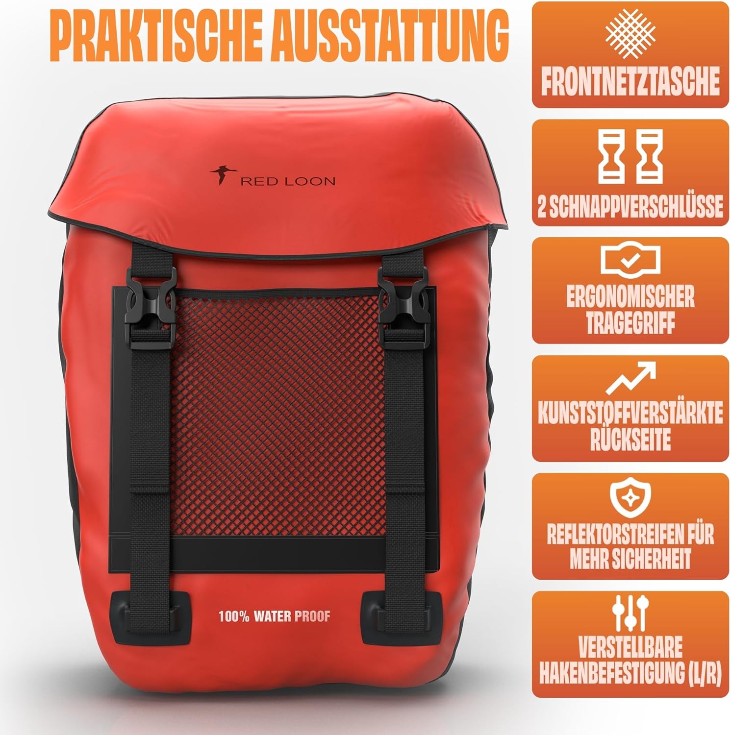 Fahrradtasche Pro Plus Packtasche Gepäckträgertasche Red Loon LKW-Plane wasserdicht