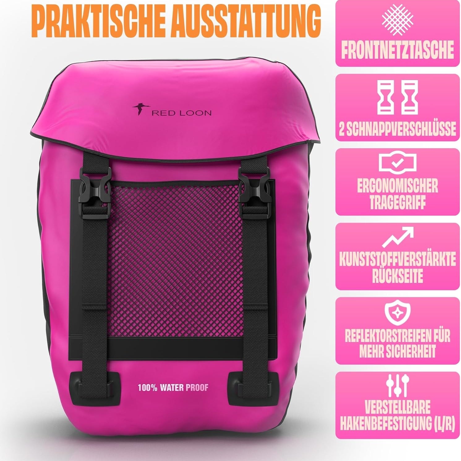 Fahrradtasche Pro Plus Packtasche Gepäckträgertasche Red Loon LKW-Plane wasserdicht