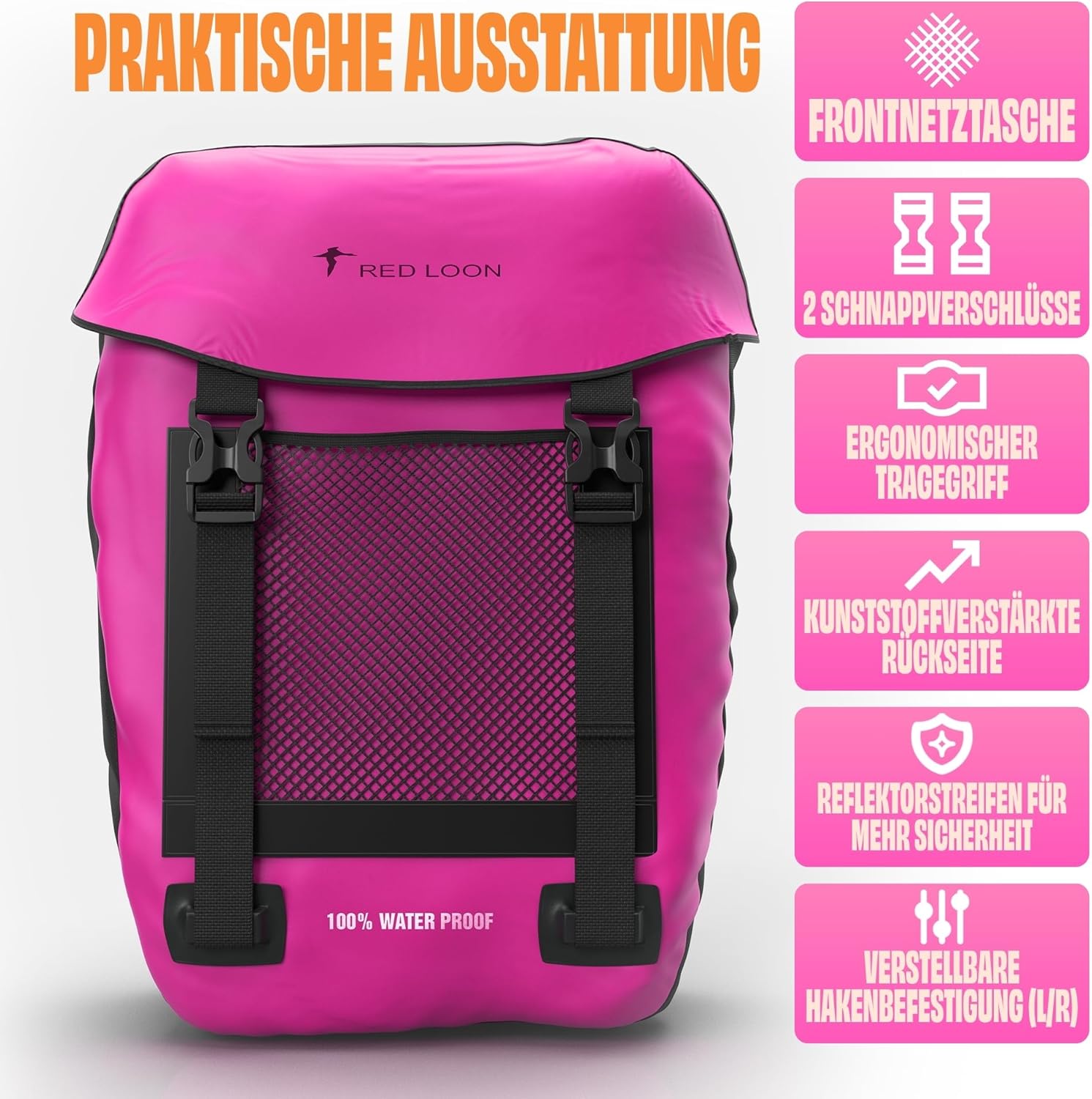 Fahrradtasche Pro Plus Packtasche Gepäckträgertasche Red Loon LKW-Plane wasserdicht