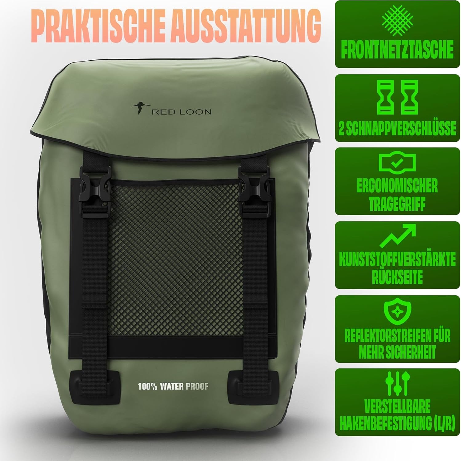 Fahrradtasche Pro Plus Packtasche Gepäckträgertasche Red Loon LKW-Plane wasserdicht