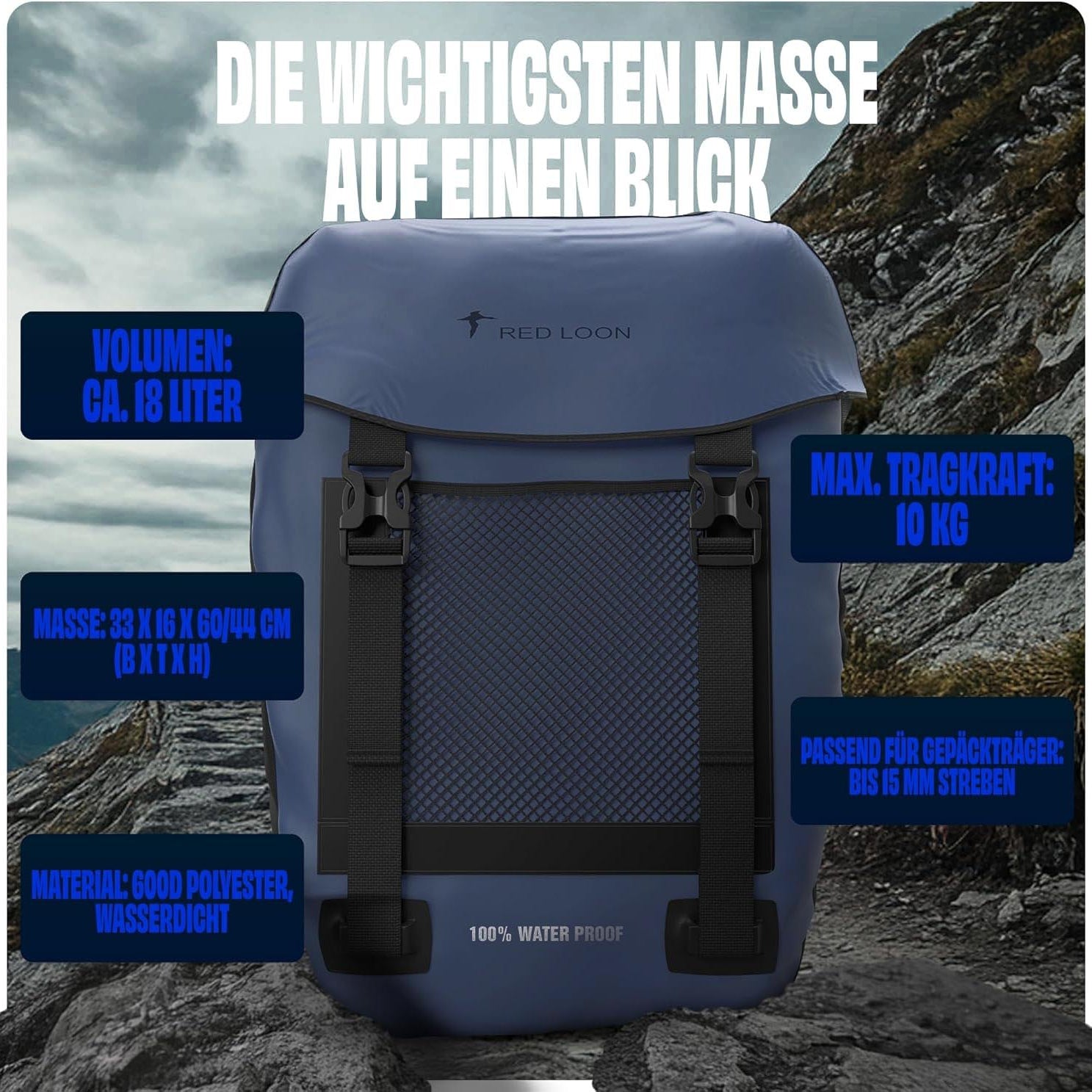 Fahrradtasche Pro Plus Packtasche Gepäckträgertasche Red Loon LKW-Plane wasserdicht