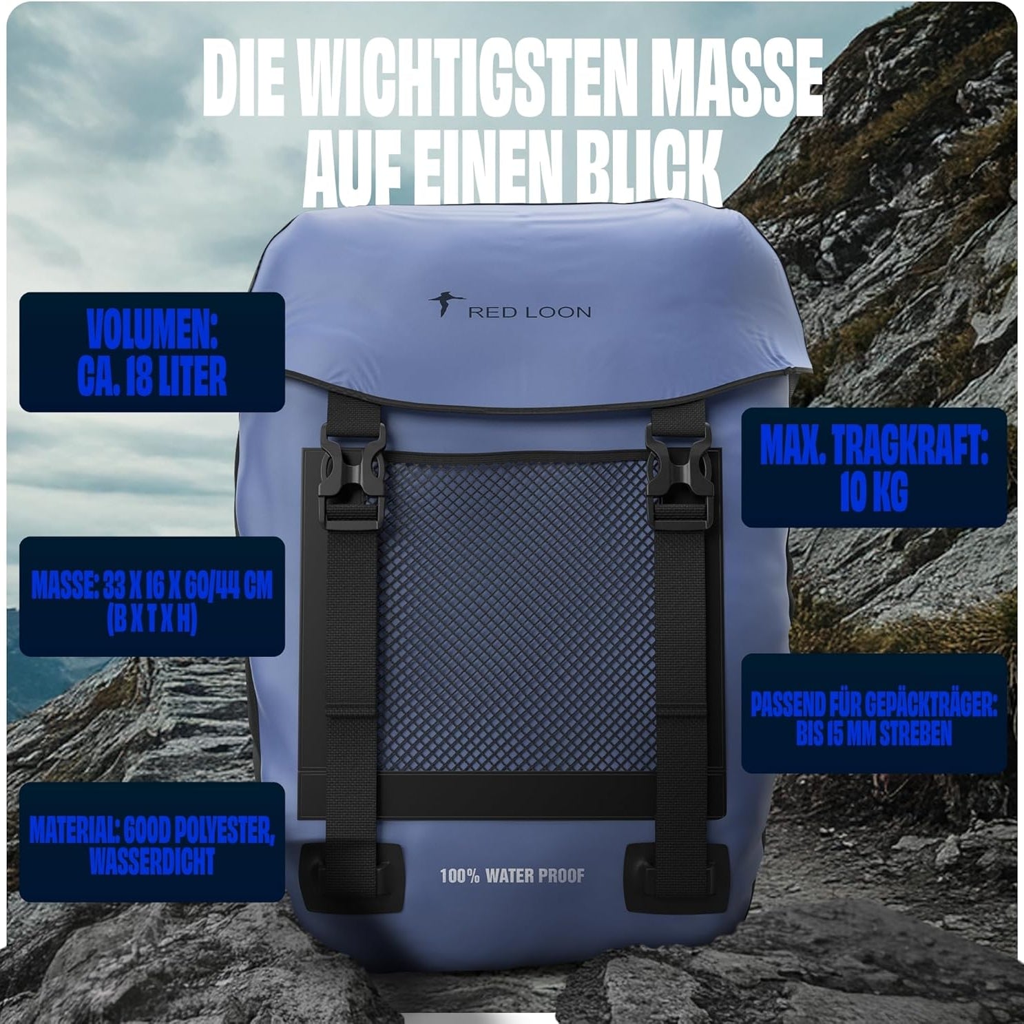 Fahrradtasche Pro Plus Packtasche Gepäckträgertasche Red Loon LKW-Plane wasserdicht