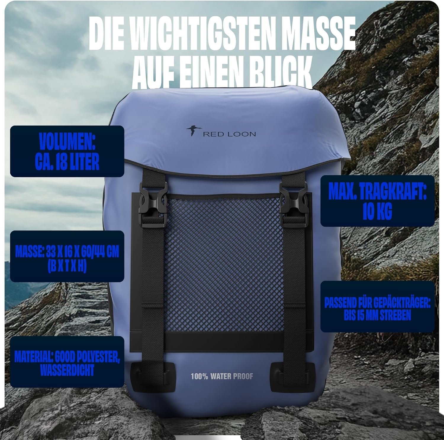 Fahrradtasche Pro Plus Packtasche Gepäckträgertasche Red Loon LKW-Plane wasserdicht