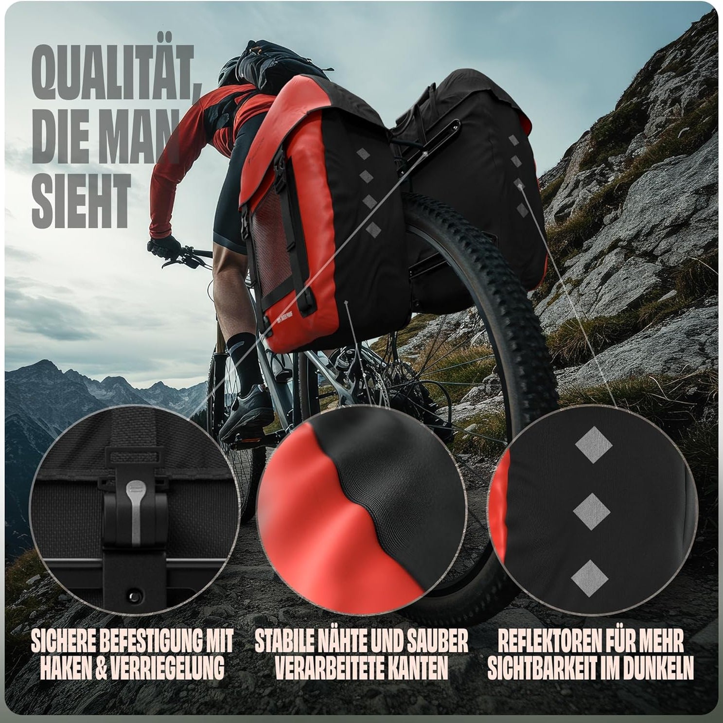 Fahrradtasche Pro Plus Packtasche Gepäckträgertasche Red Loon LKW-Plane wasserdicht