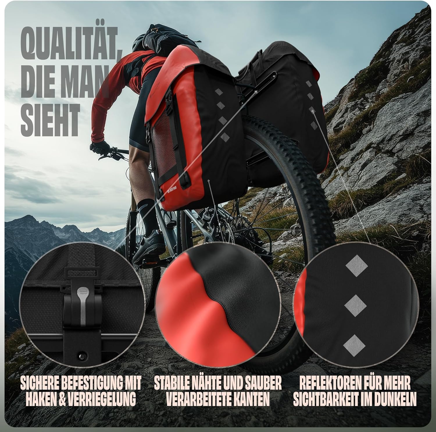 Fahrradtasche Pro Plus Packtasche Gepäckträgertasche Red Loon LKW-Plane wasserdicht