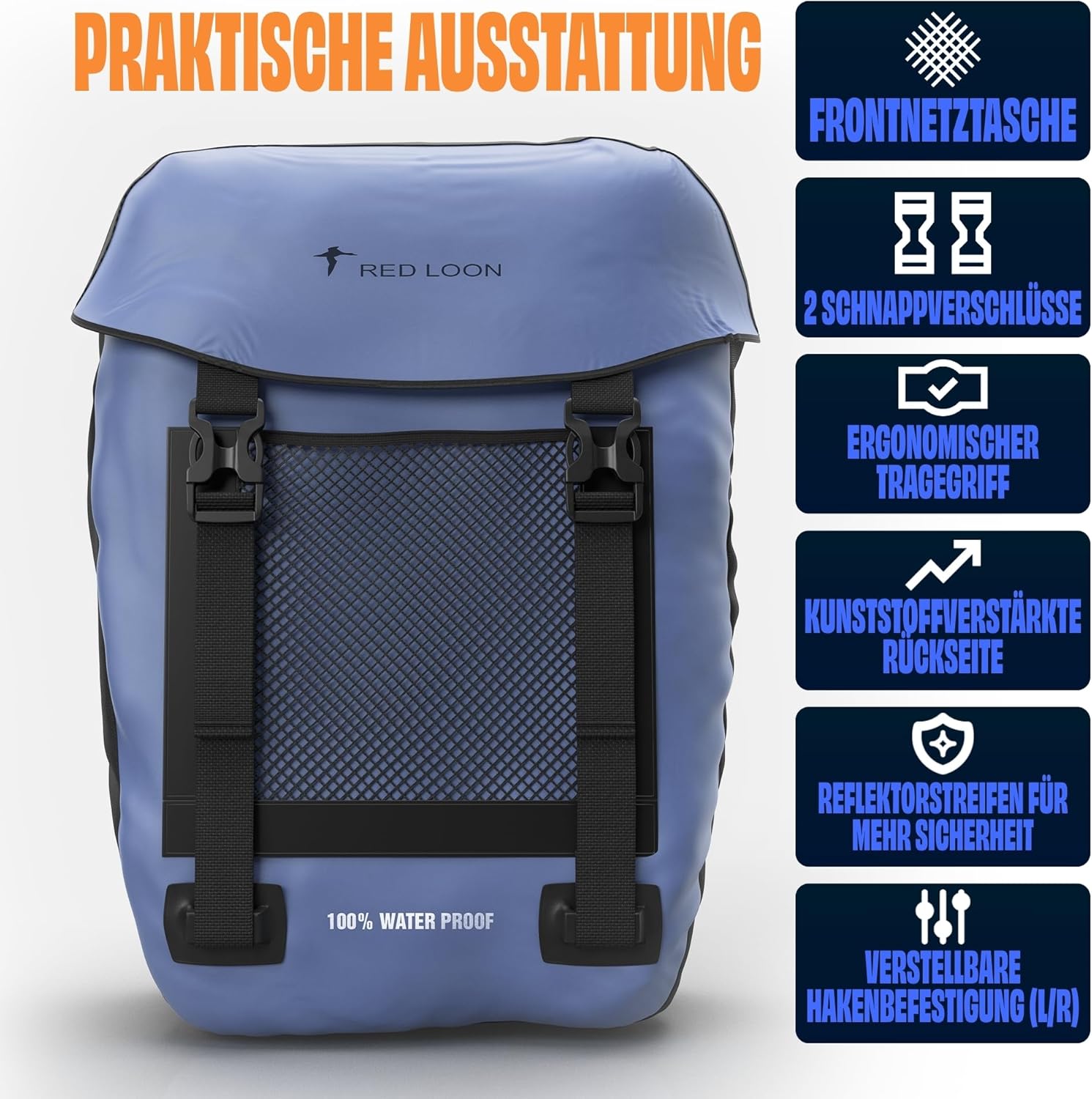 Fahrradtasche Pro Plus Packtasche Gepäckträgertasche Red Loon LKW-Plane wasserdicht