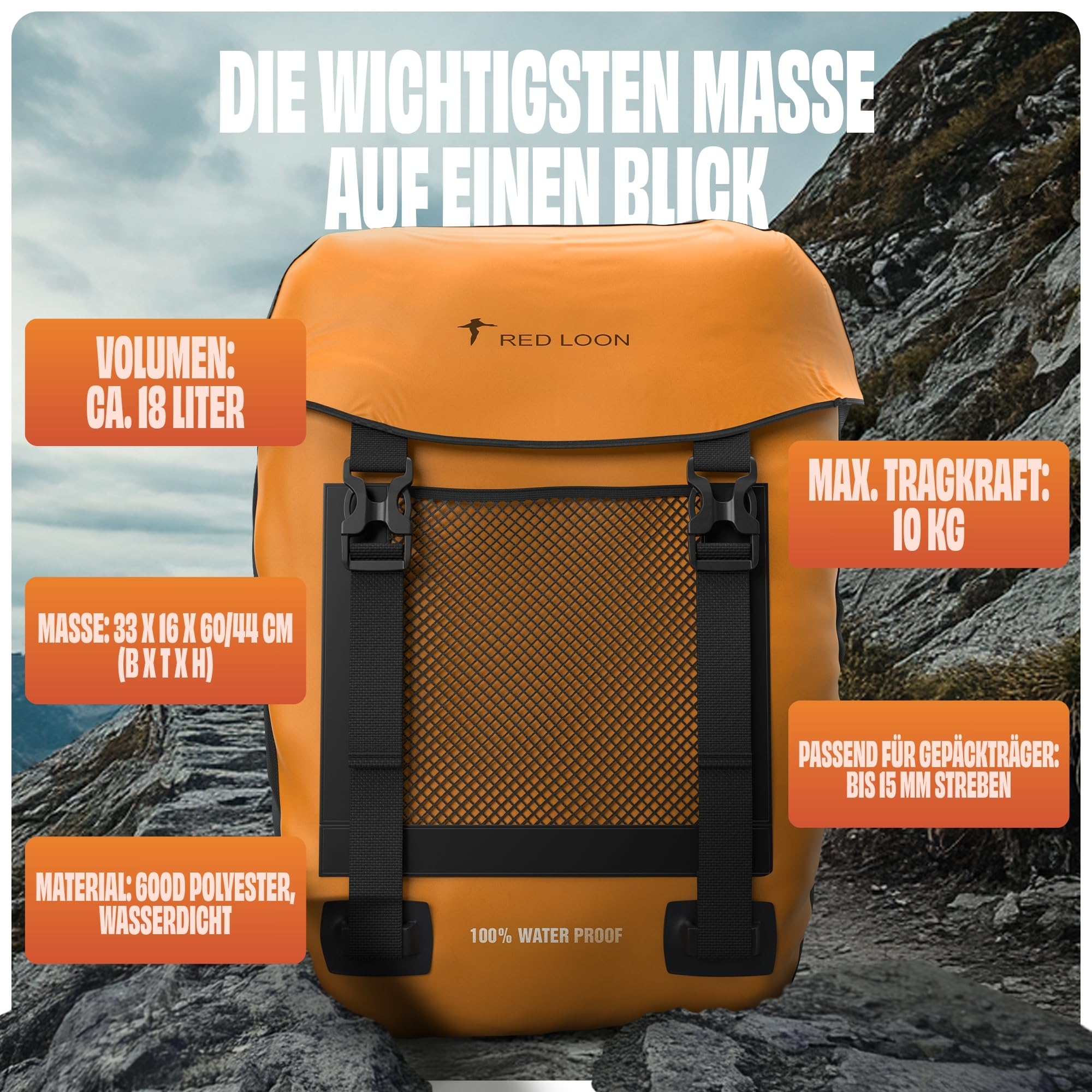 Fahrradtasche Pro Plus Packtasche Gepäckträgertasche Red Loon LKW-Plane wasserdicht