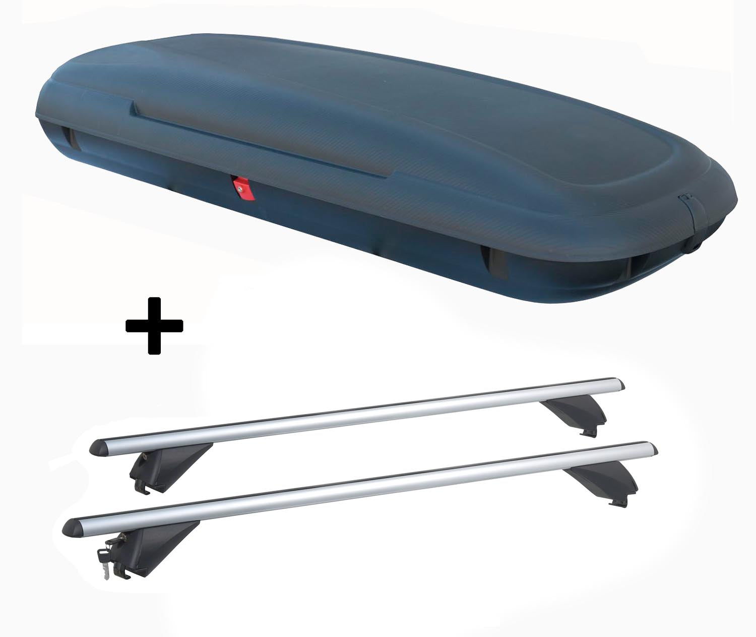 Dachbox VDPCA480 480Ltr carbonlook  + Alu Dachträger RB003 kompatibel mit für VW Tiguan (5Türer) ab 2016