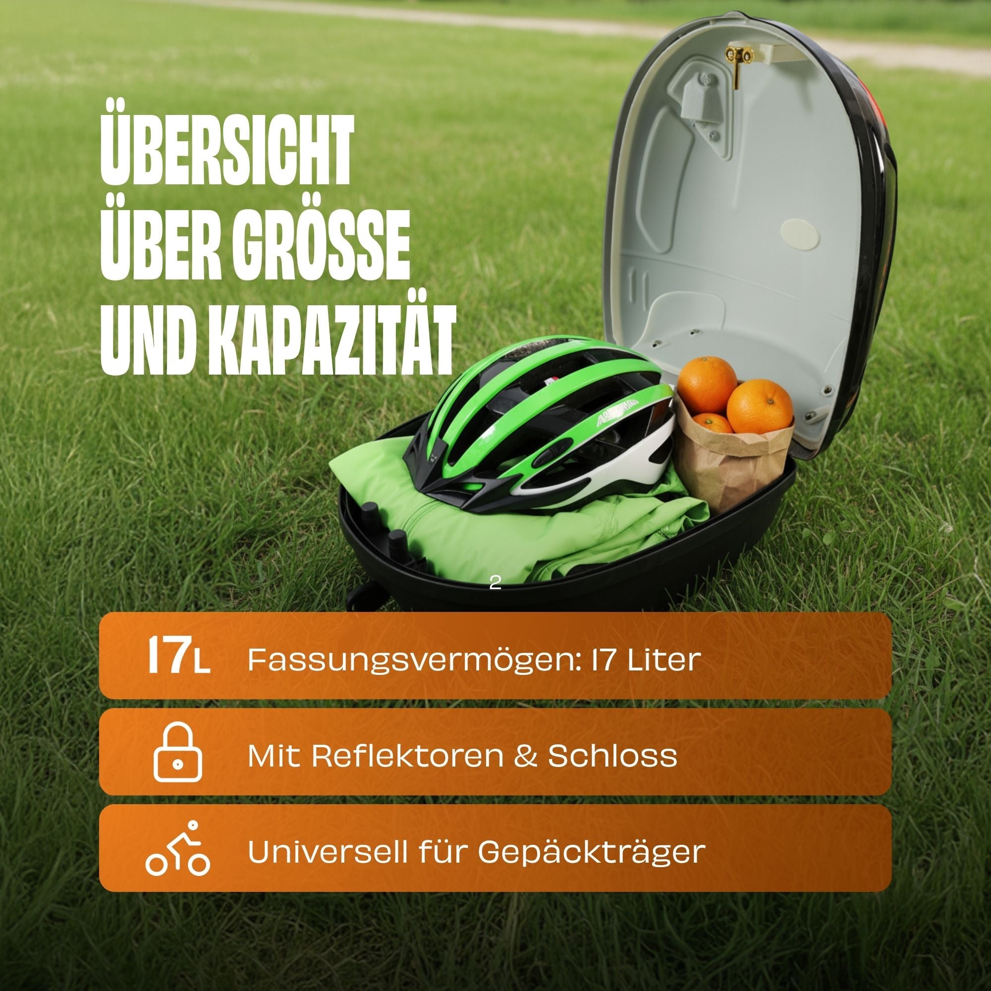 Fahrrad Fahrradbox Topcase Fahrradkoffer abschließbar Helmkoffer 17 Ltr Helmbox