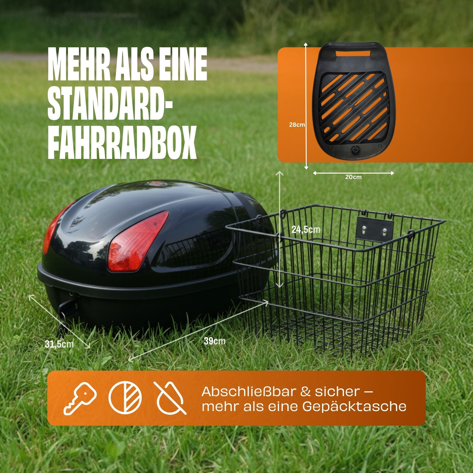 Fahrrad Fahrradbox Topcase Fahrradkoffer abschließbar Helmkoffer 17 Ltr Helmbox