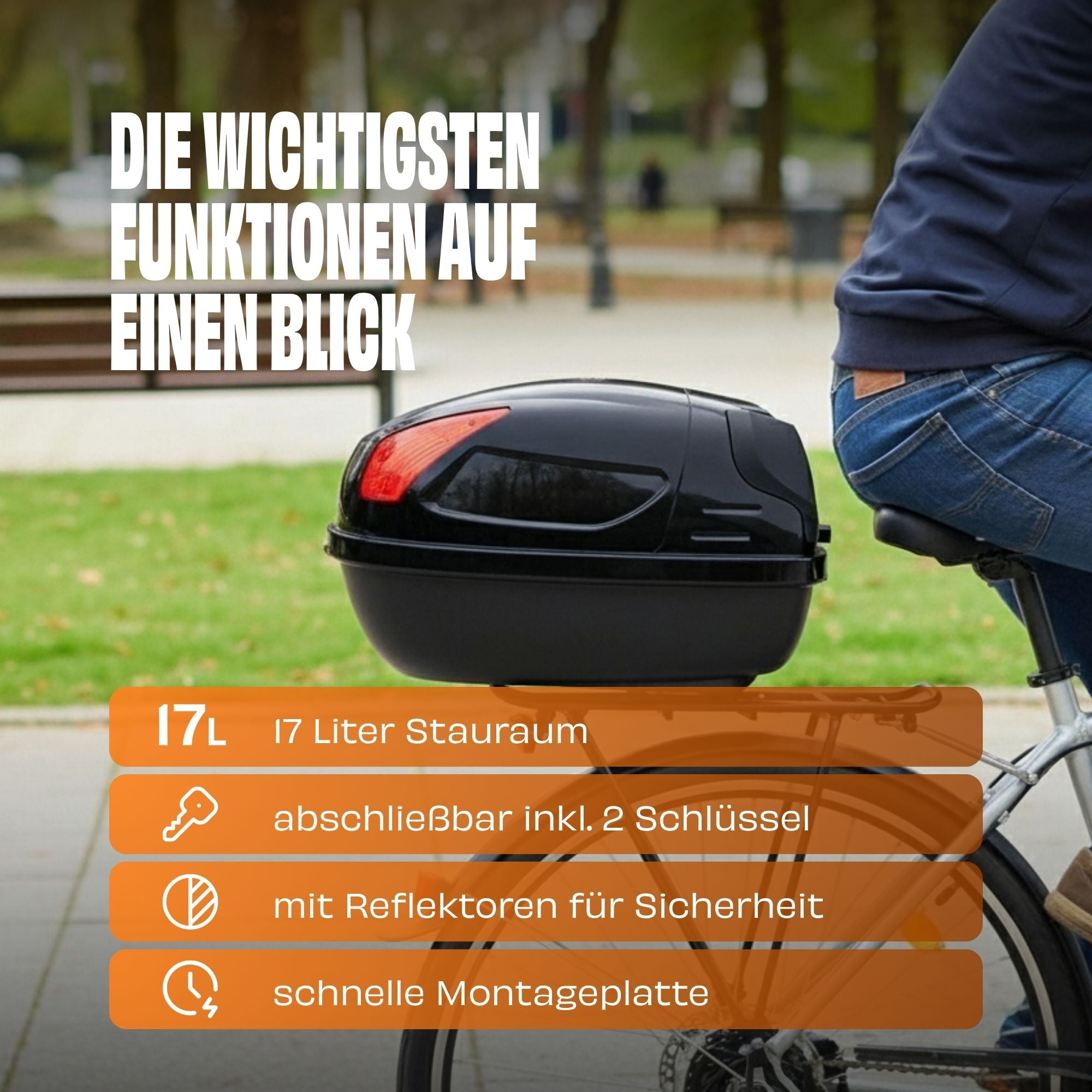 Fahrrad Fahrradbox Topcase Fahrradkoffer abschließbar Helmkoffer 17 Ltr Helmbox