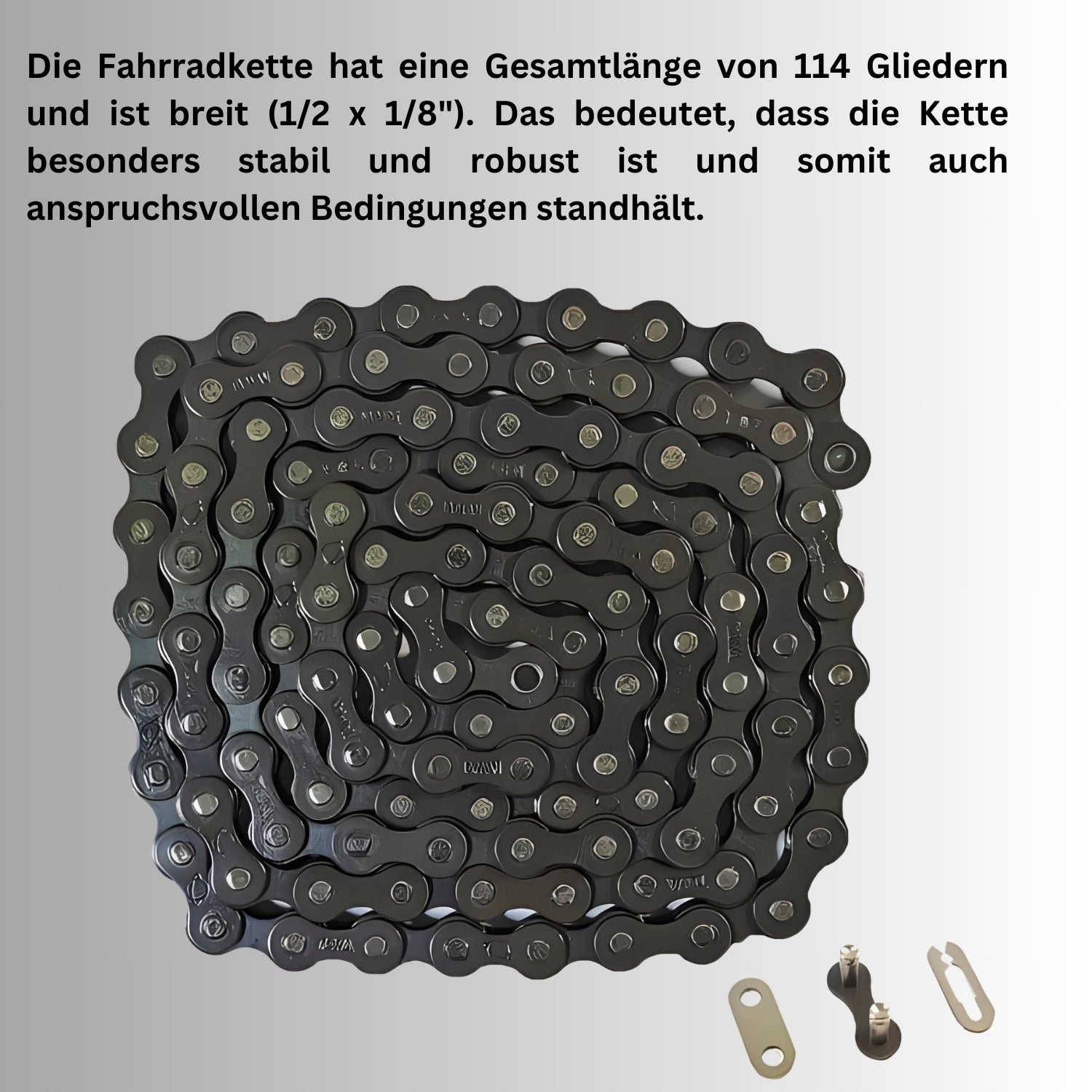 Fahrradkette Single Speed Kette - Taya 410 - 1/2" x 1/8" Zoll - 114 Kettenglieder - Fahrrad Kette für Single Speed / Fixie / BMX - robust und geräuschlos - hohe Zugfestigkeit