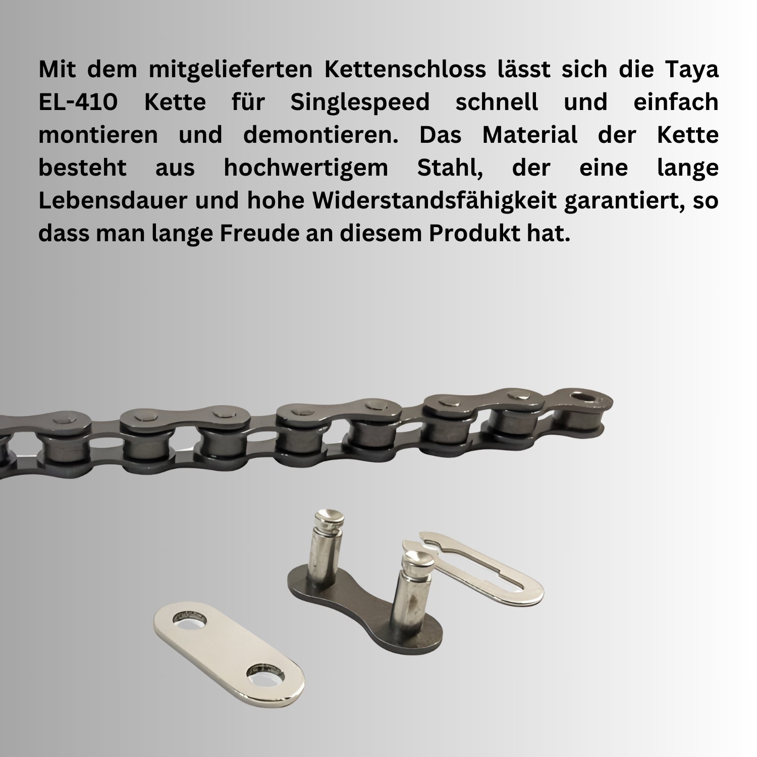 Fahrradkette Single Speed Kette - Taya 410 - 1/2" x 1/8" Zoll - 114 Kettenglieder - Fahrrad Kette für Single Speed / Fixie / BMX - robust und geräuschlos - hohe Zugfestigkeit