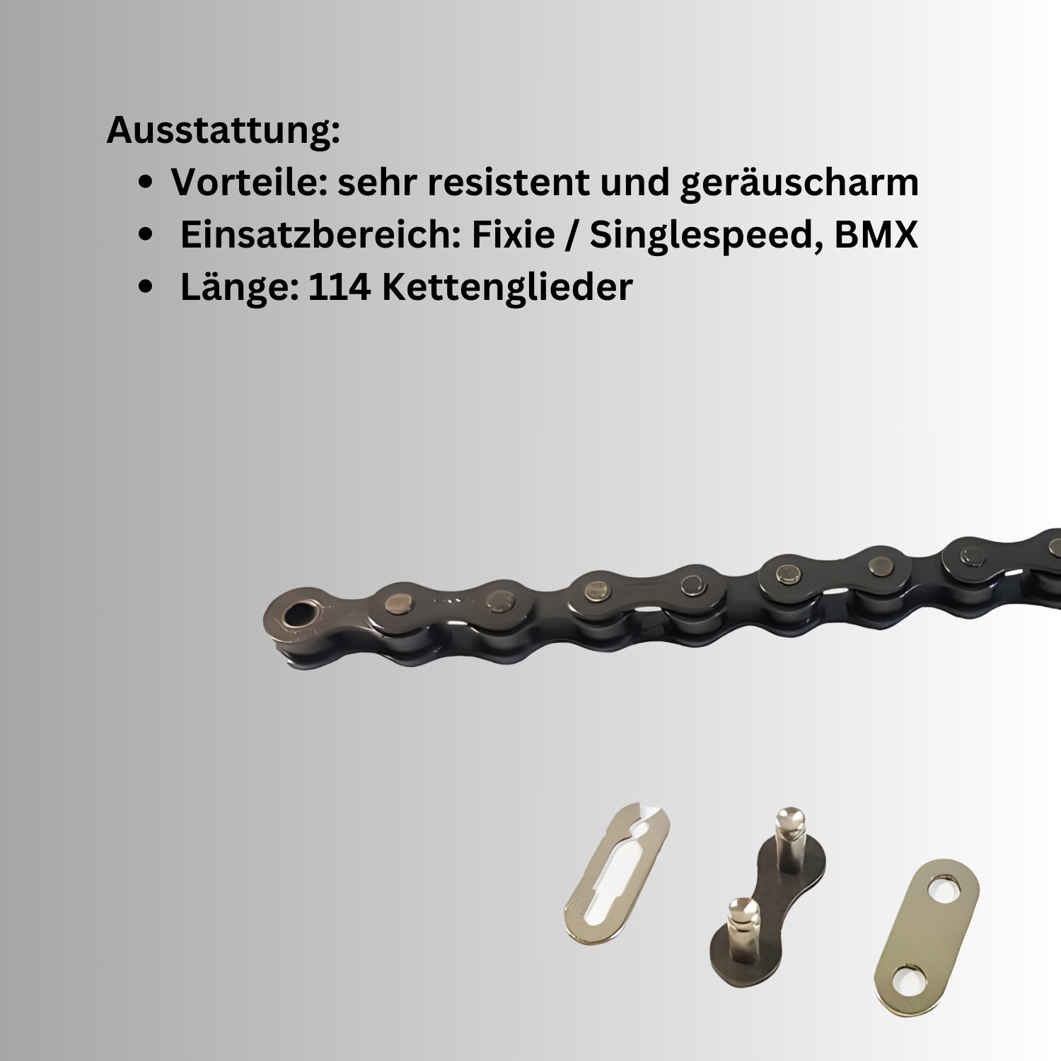 Fahrradkette Single Speed Kette - Taya 410 - 1/2" x 1/8" Zoll - 114 Kettenglieder - Fahrrad Kette für Single Speed / Fixie / BMX - robust und geräuschlos - hohe Zugfestigkeit