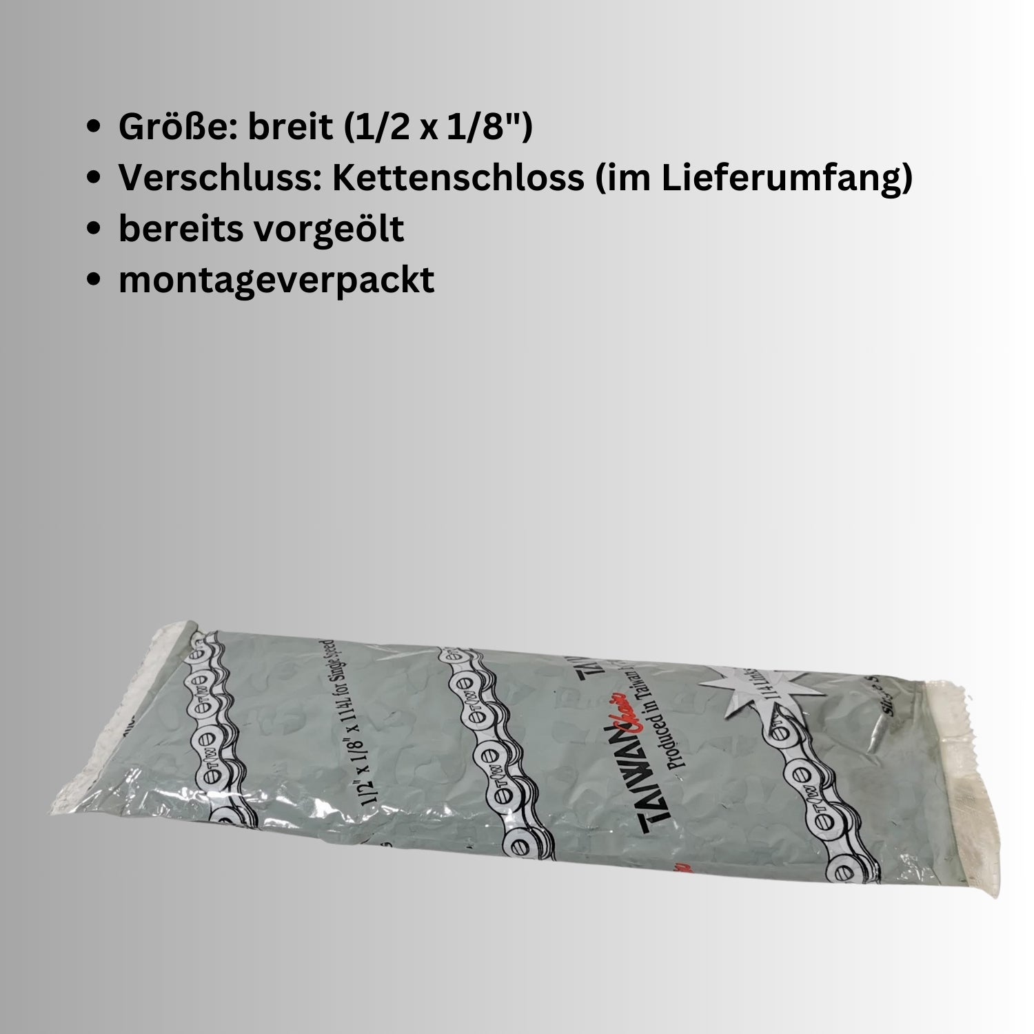 Fahrradkette Single Speed Kette - Taya 410 - 1/2" x 1/8" Zoll - 114 Kettenglieder - Fahrrad Kette für Single Speed / Fixie / BMX - robust und geräuschlos - hohe Zugfestigkeit