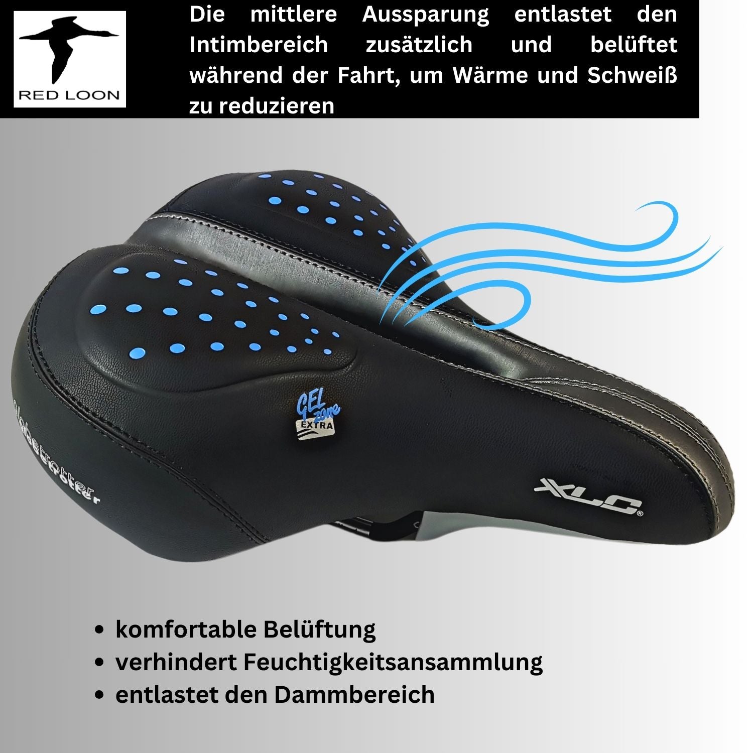 Fahrradsattel Sattel Radsattel Gelsattel - Red Loon Globetrotter - Citybike Gel Fahrradsitz stoßdämpfend - 245x225mm - mit wasserdichter Abdeckung - komfortabel weich bequem - für Herren oder Damen