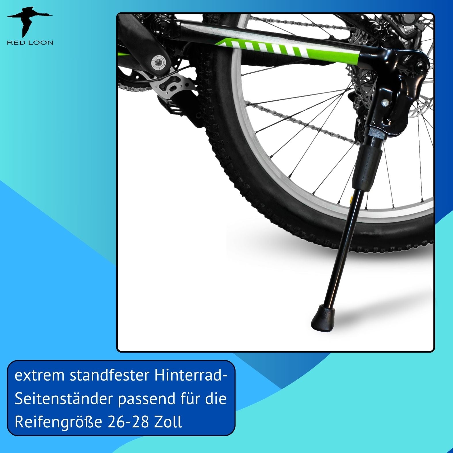 Red Loon Fahrradständer 26-28 Zoll - universal Fahrrad Seitenständer Hinterbauständer Bike Stand Parkstütze Radständer für Mountainbike, Rennrad, Trekking-Rad