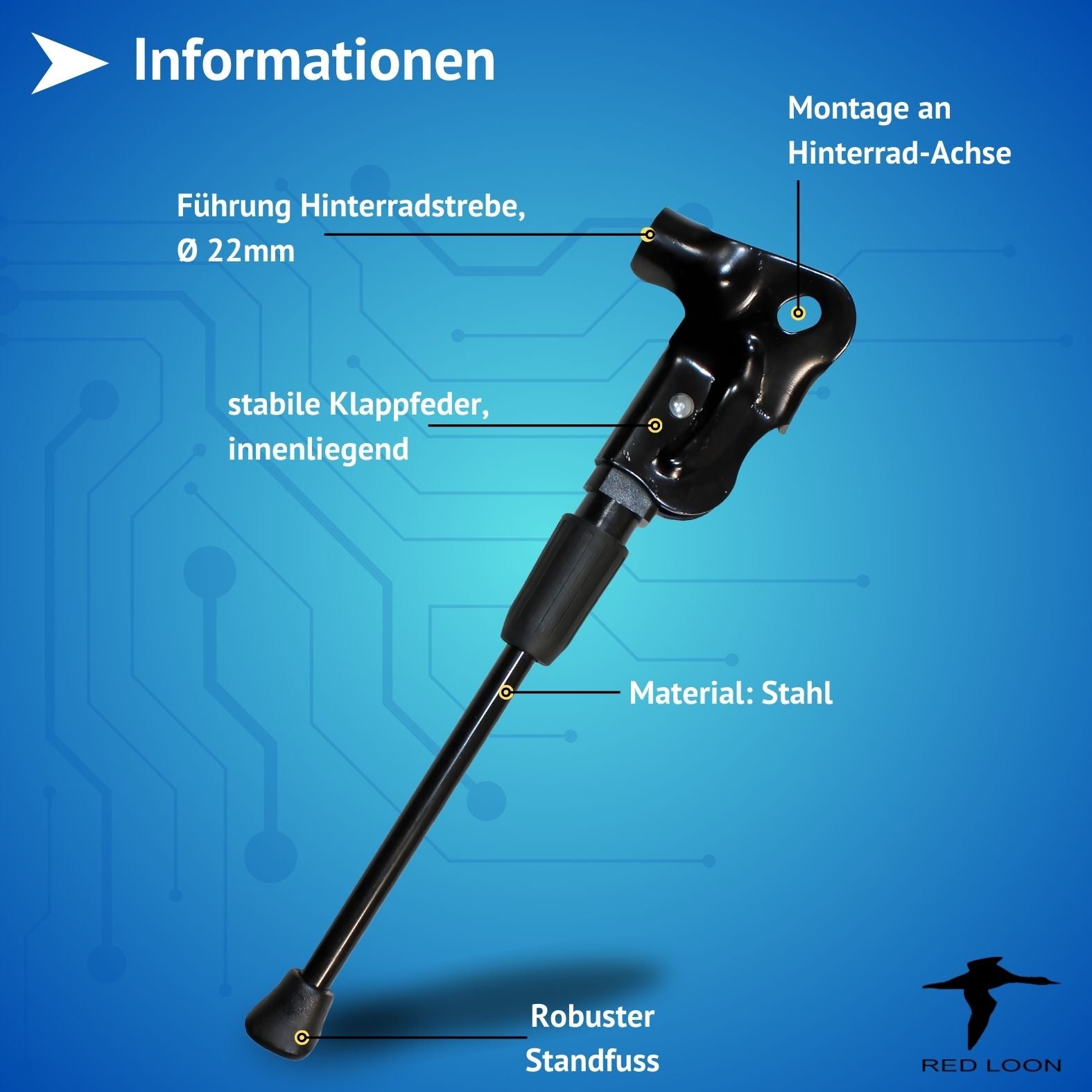Red Loon Fahrradständer 26-28 Zoll - universal Fahrrad Seitenständer Hinterbauständer Bike Stand Parkstütze Radständer für Mountainbike, Rennrad, Trekking-Rad