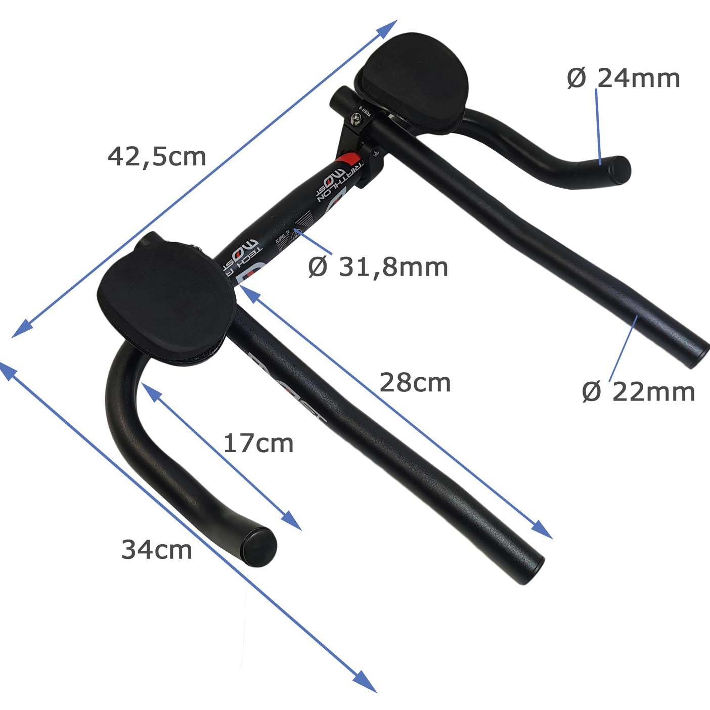 Fahrradlenker Most Crono Aero mit Lenkeraufsatz Triathlon Tri Bar Aufsatz Alu