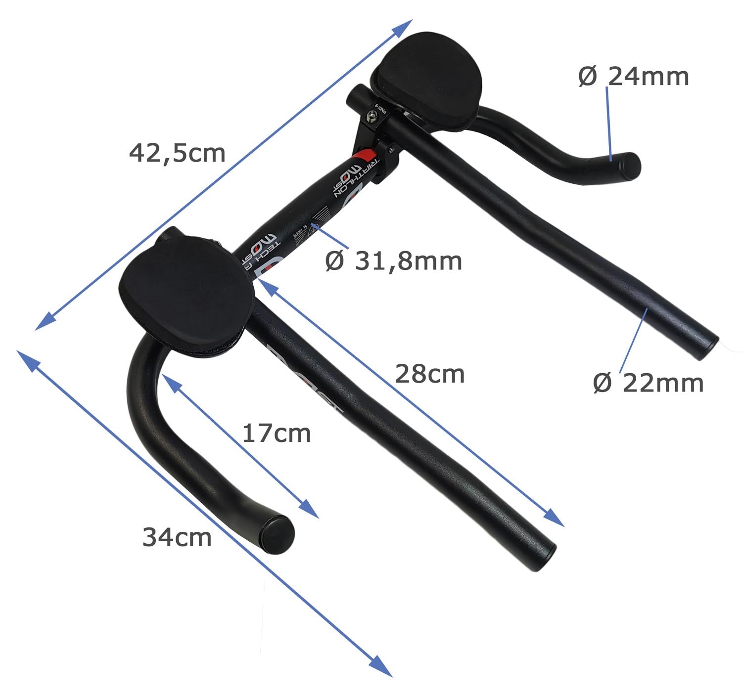 Fahrradlenker Most Crono Aero mit Lenkeraufsatz Triathlon Tri Bar Aufsatz Alu