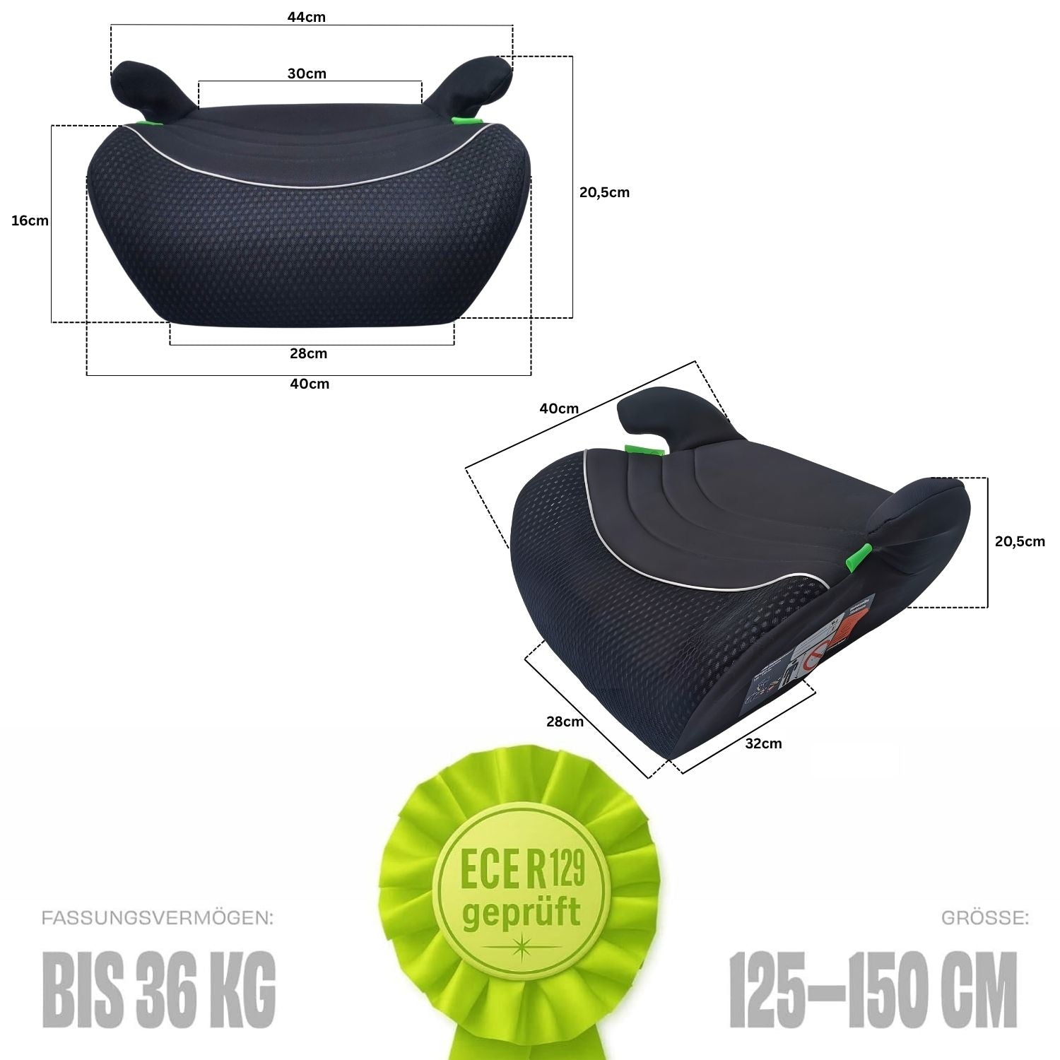 Sitzerhöhung Autokindersitz Kindersitzerhöhung - Red Loon - Kindersitz Autositz 125-150cm - ECE R 129 - komfortabler Kindersitz Auto - Sitzschale universell passend - waschbarer Bezug