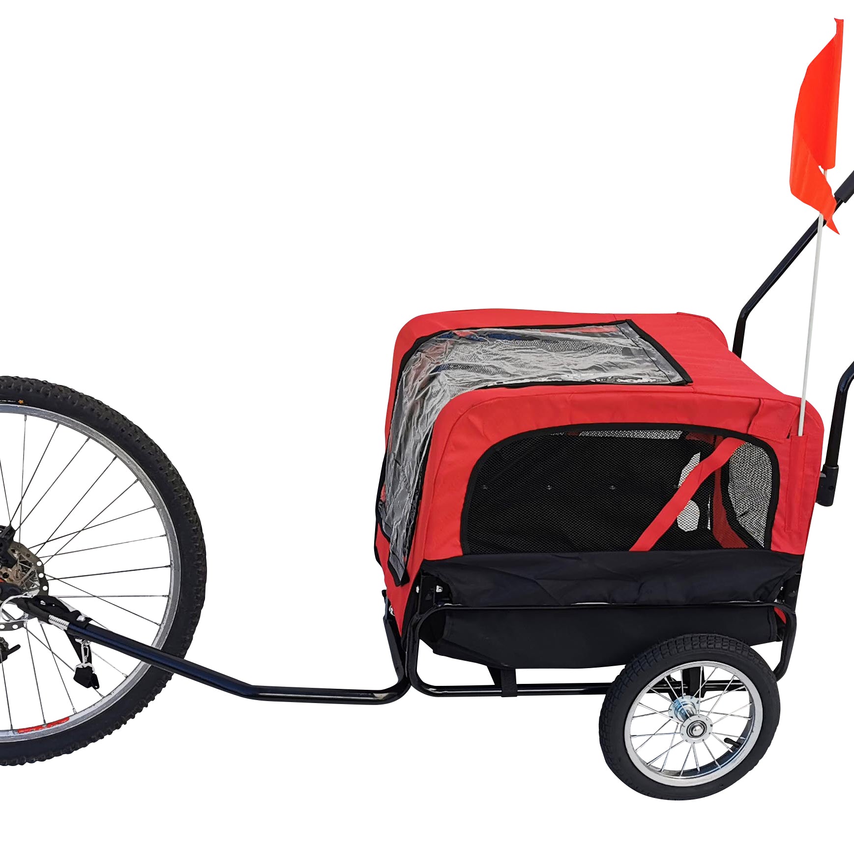 Fahrradanhänger 2 in 1 Anhänger Jogger Hundeanhänger Hunde Transport Red Loon