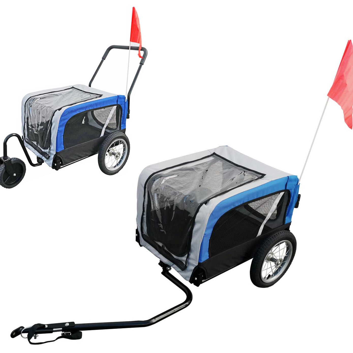 Fahrradanhänger 2 in 1 Anhänger Jogger Hundeanhänger Hunde Transport Red Loon