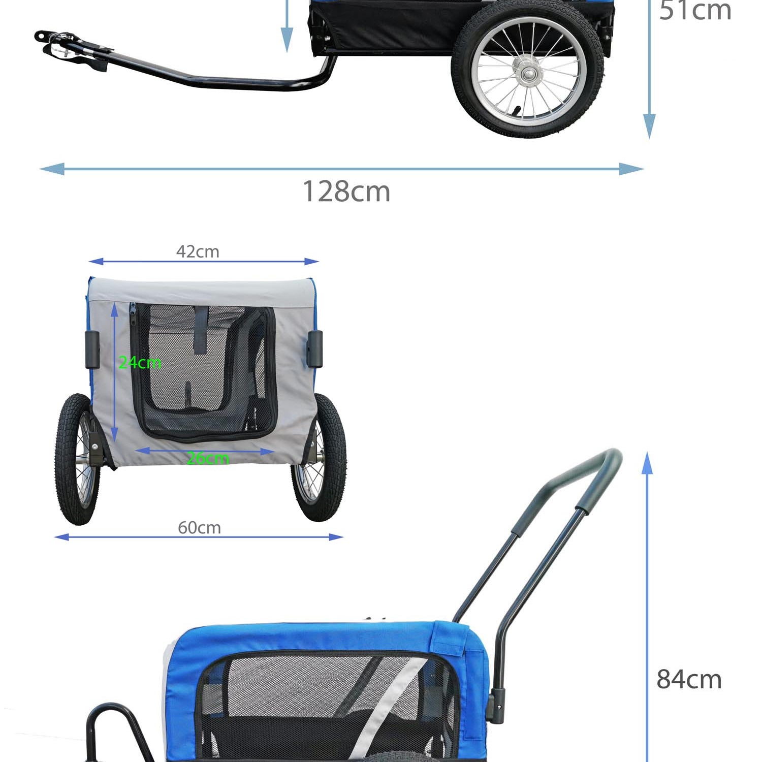 Hundeanhänger Red Loon für Mini Hunde Anhänger rot Jogger Transporter Fahrradanhänger