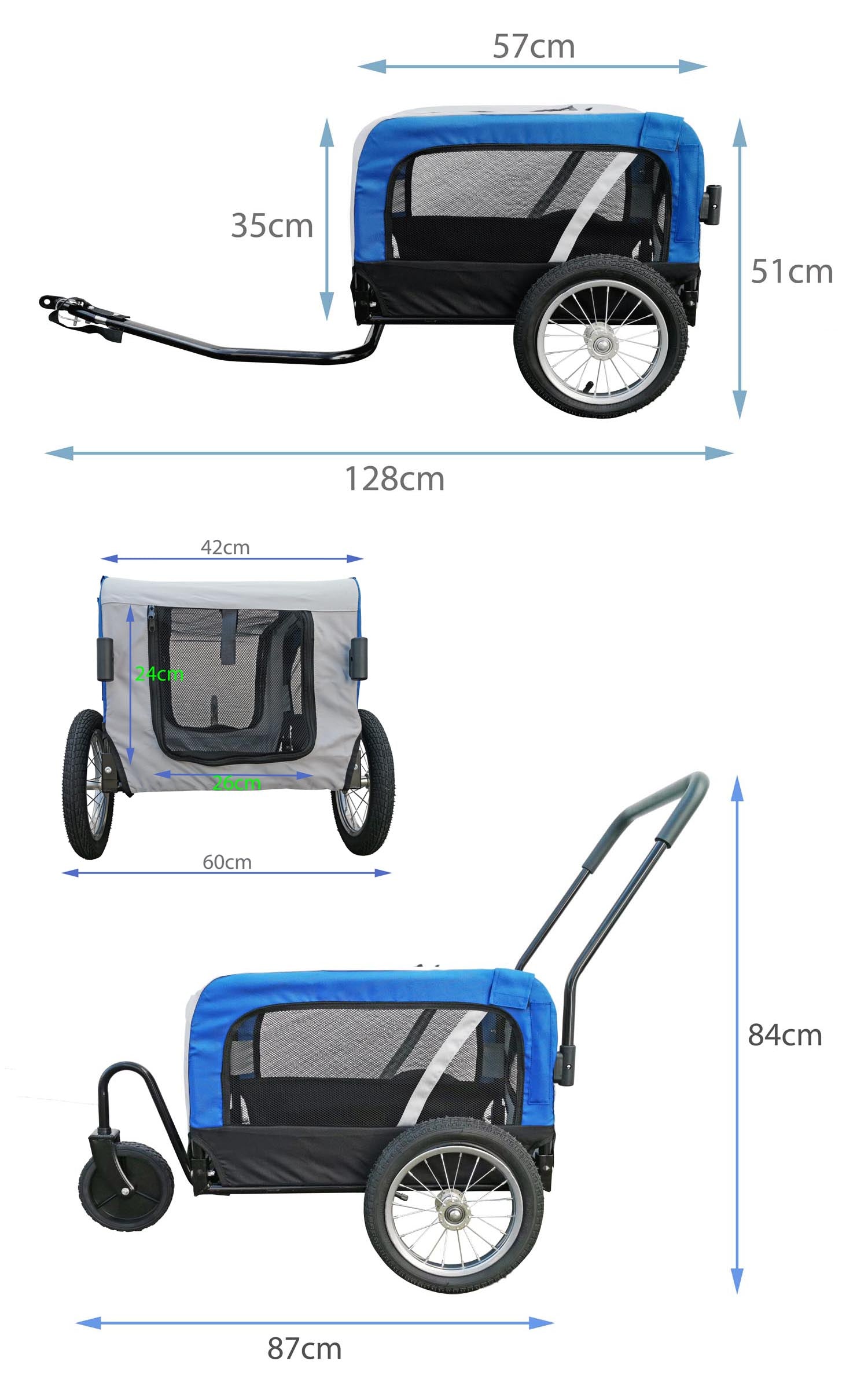 Hundeanhänger Red Loon für Mini Hunde Anhänger rot Jogger Transporter Fahrradanhänger