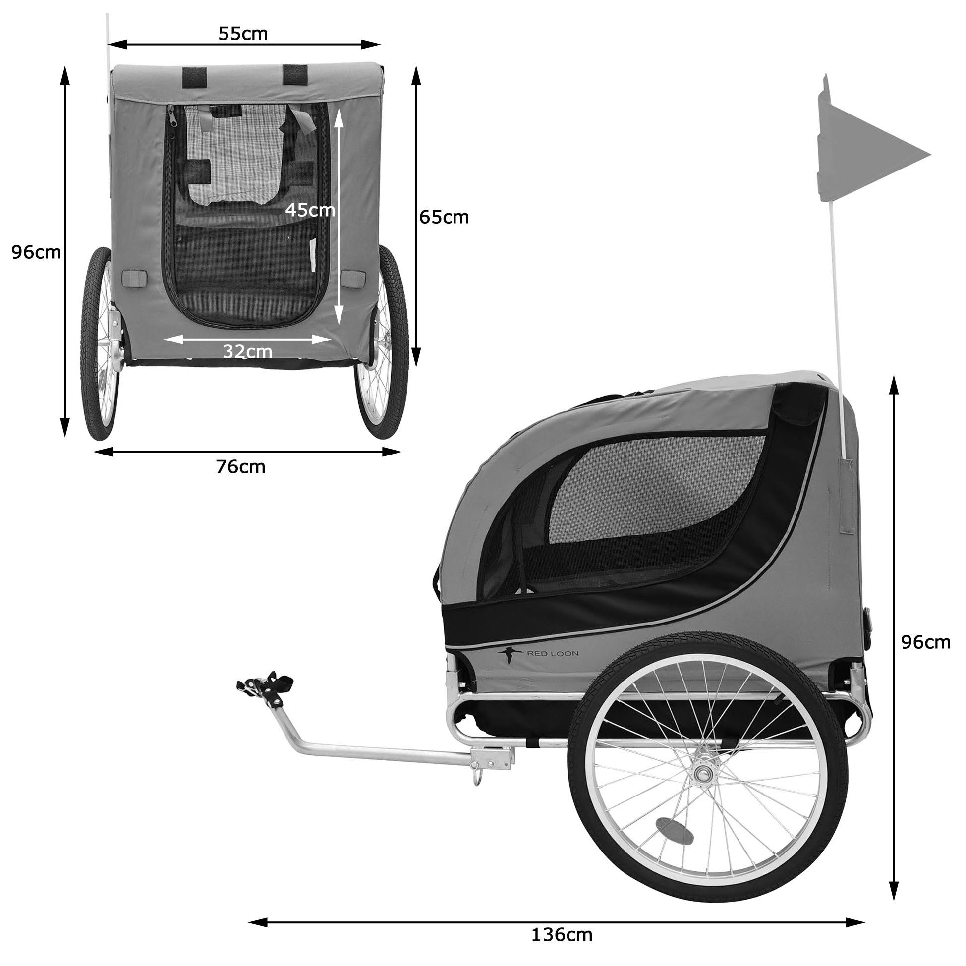 Hundeanhänger Red Loon Hunde Anhänger Transporter Fahrradanhänger bis 40kg