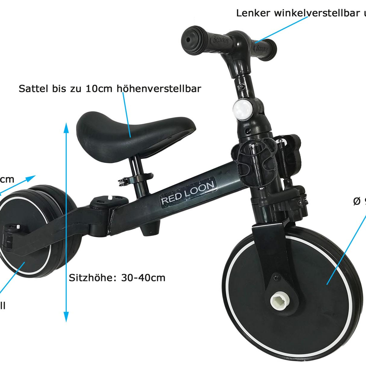 Red Loon 5in1 Kinder Lauflernrad Laufrad Dreirad Lauffahrrad Lauflernhilfe