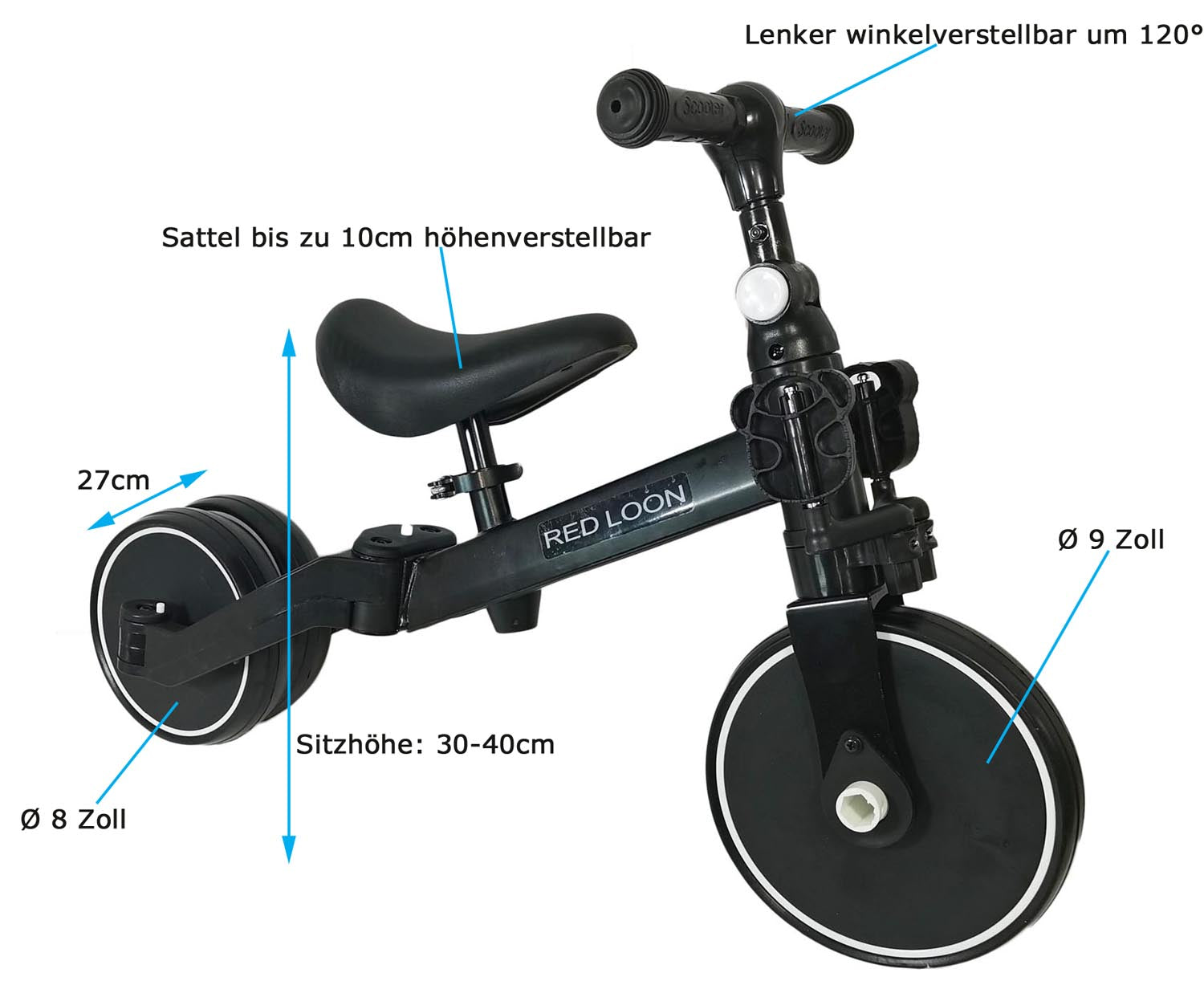 Red Loon 5in1 Kinder Lauflernrad Laufrad Dreirad Lauffahrrad Lauflernhilfe