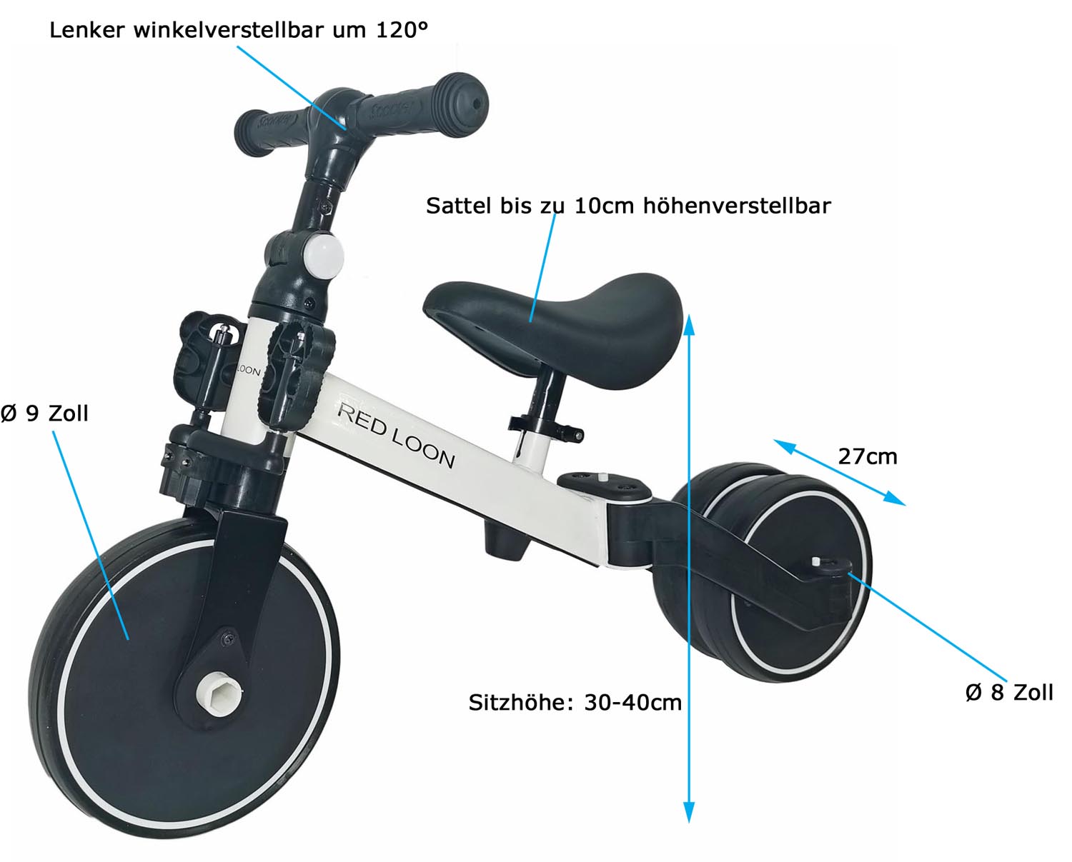 Red Loon 5in1 Kinder Lauflernrad Laufrad Dreirad Lauffahrrad Lauflernhilfe