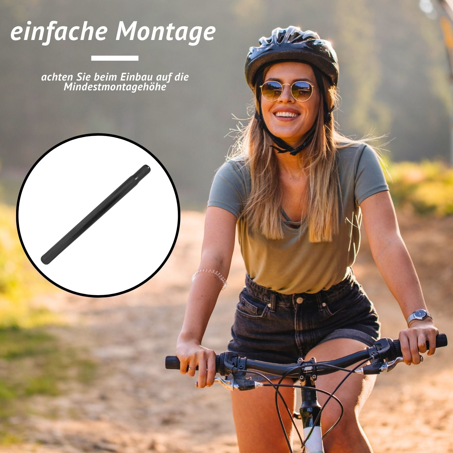 Fahrrad Sattelstütze 25,4mm - Sattelstütze Kerze Stahl Kerzensattelstütze - 330mm Ø 25,4 - Fahrrad Sattelstange Stahl schwarz - Hollandrad Cityrad eBike Tourenrad - Sattelstütze Sattelrohr Kerze