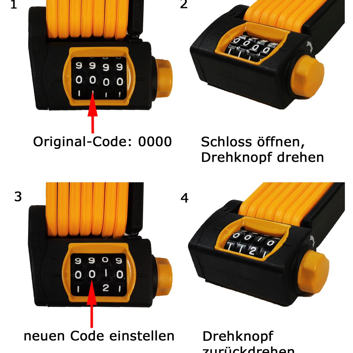Fahrradschloss Red Loon Faltschloss Zahlenschloss mit Halterung 860mm