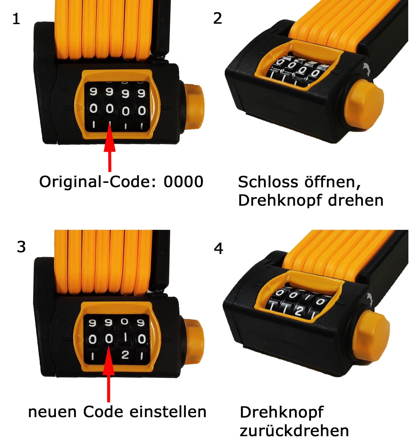 Fahrradschloss Red Loon Faltschloss Zahlenschloss mit Halterung 860mm